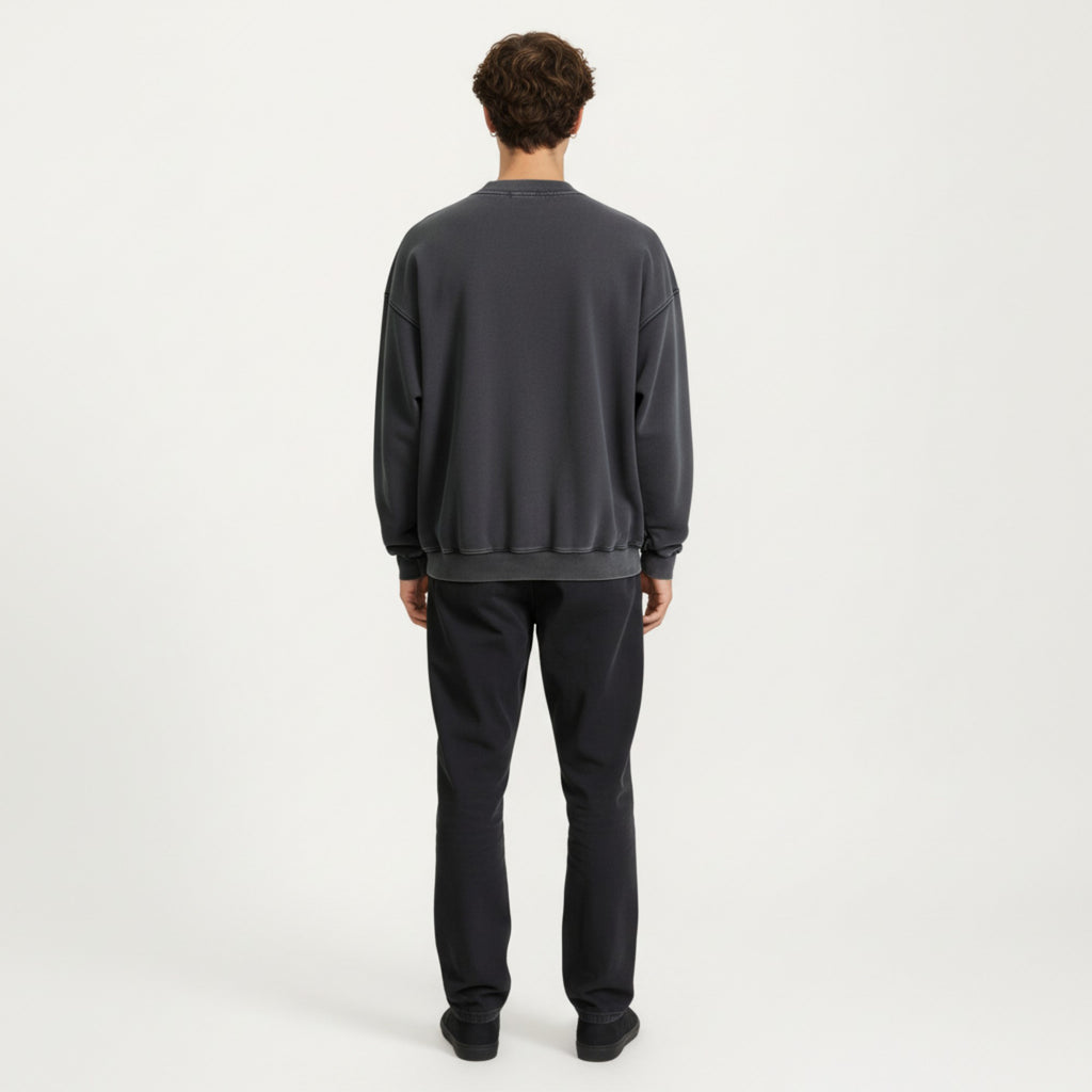 Anna-Kaci Men's Crewneck Sweatshirt with Ribbed Trim and Relaxed Fit