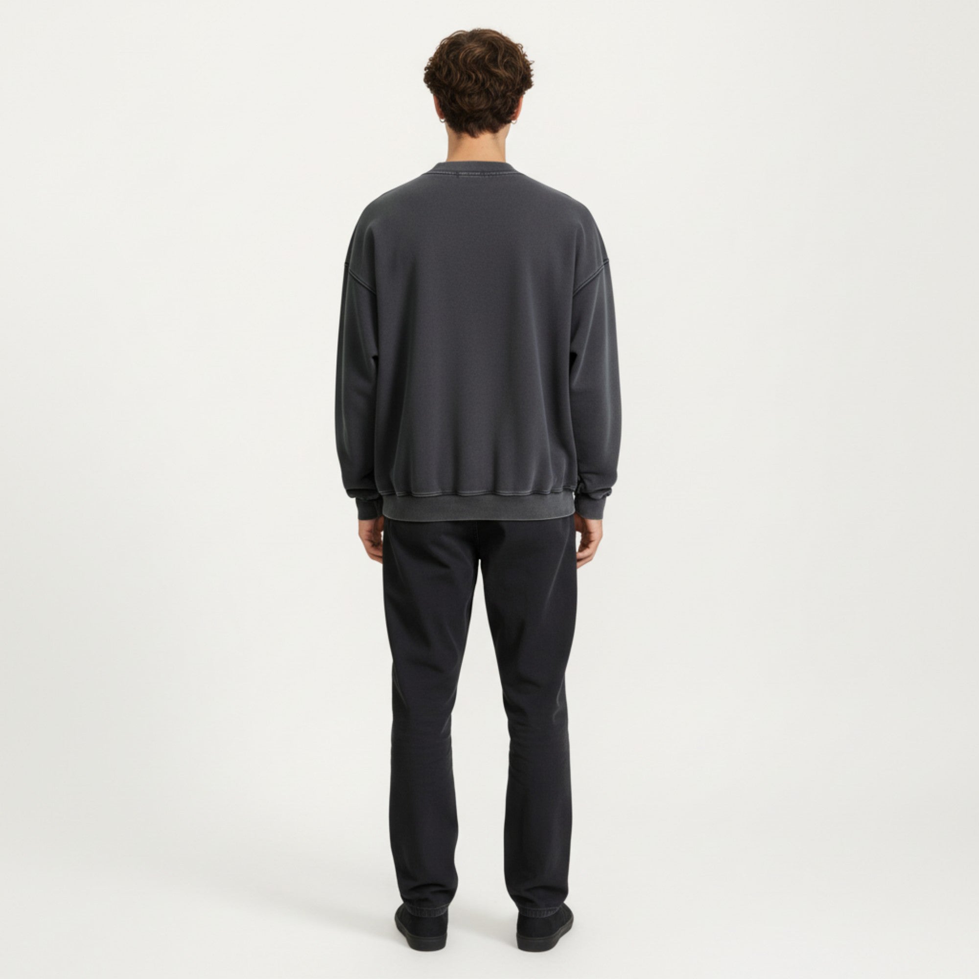 Anna-Kaci Men's Crewneck Sweatshirt with Ribbed Trim and Relaxed Fit