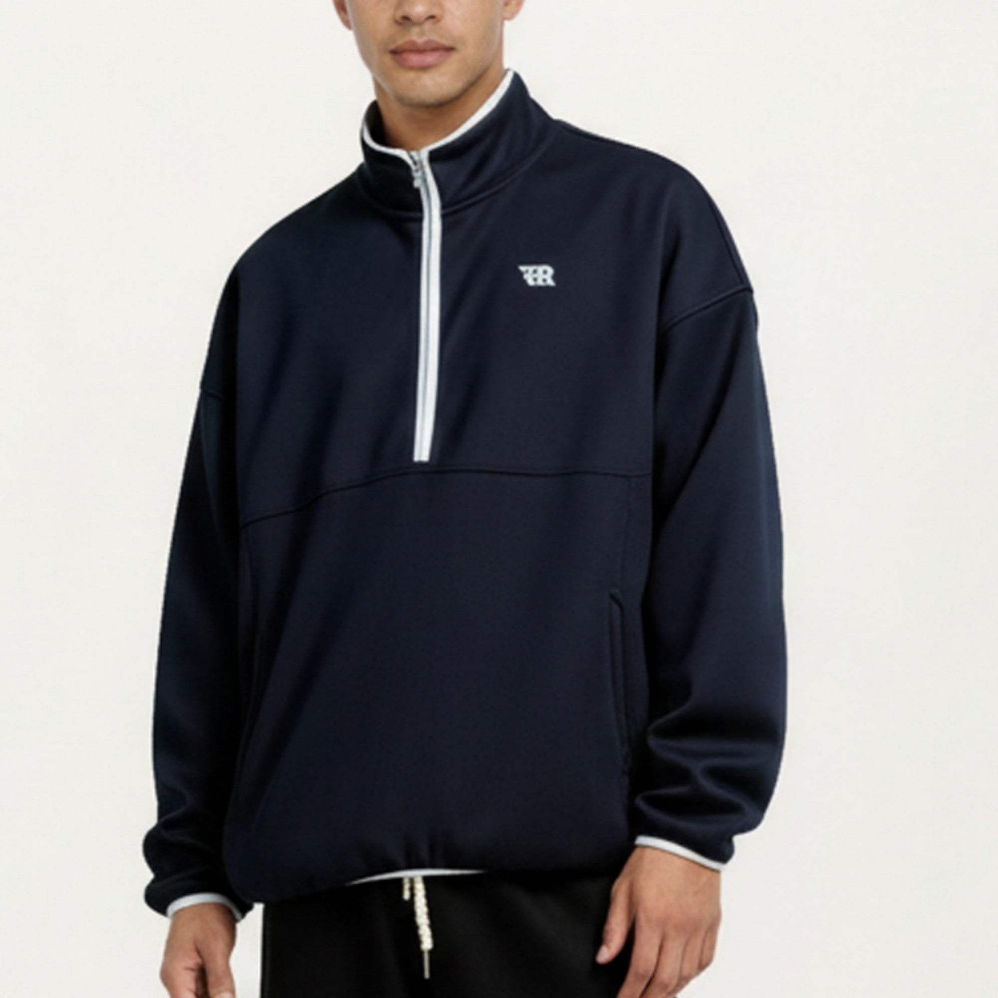 Anna-Kaci Men's Half Zip Pullover with Stand Collar and Relaxed Fit
