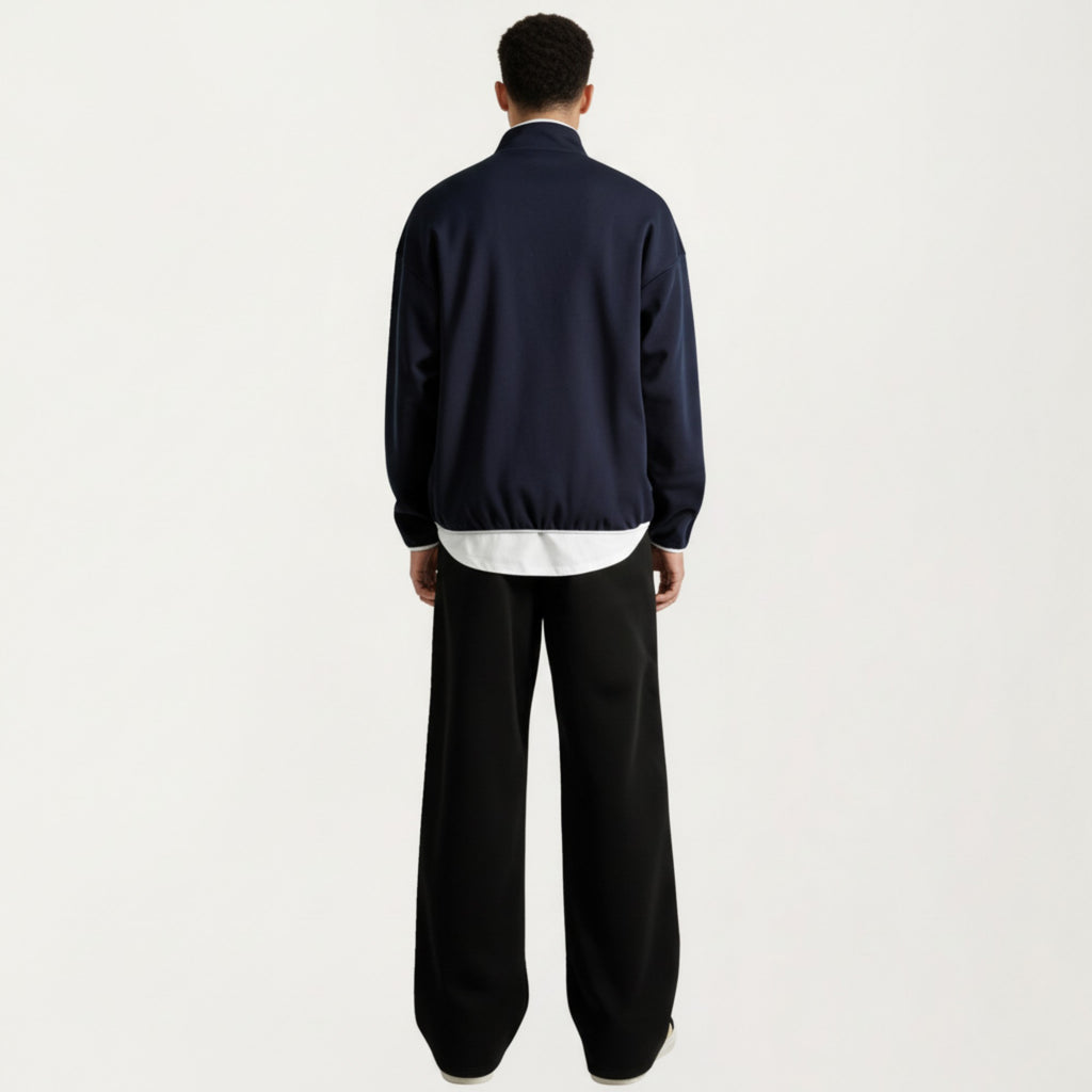 Anna-Kaci Men's Half Zip Pullover with Stand Collar and Relaxed Fit