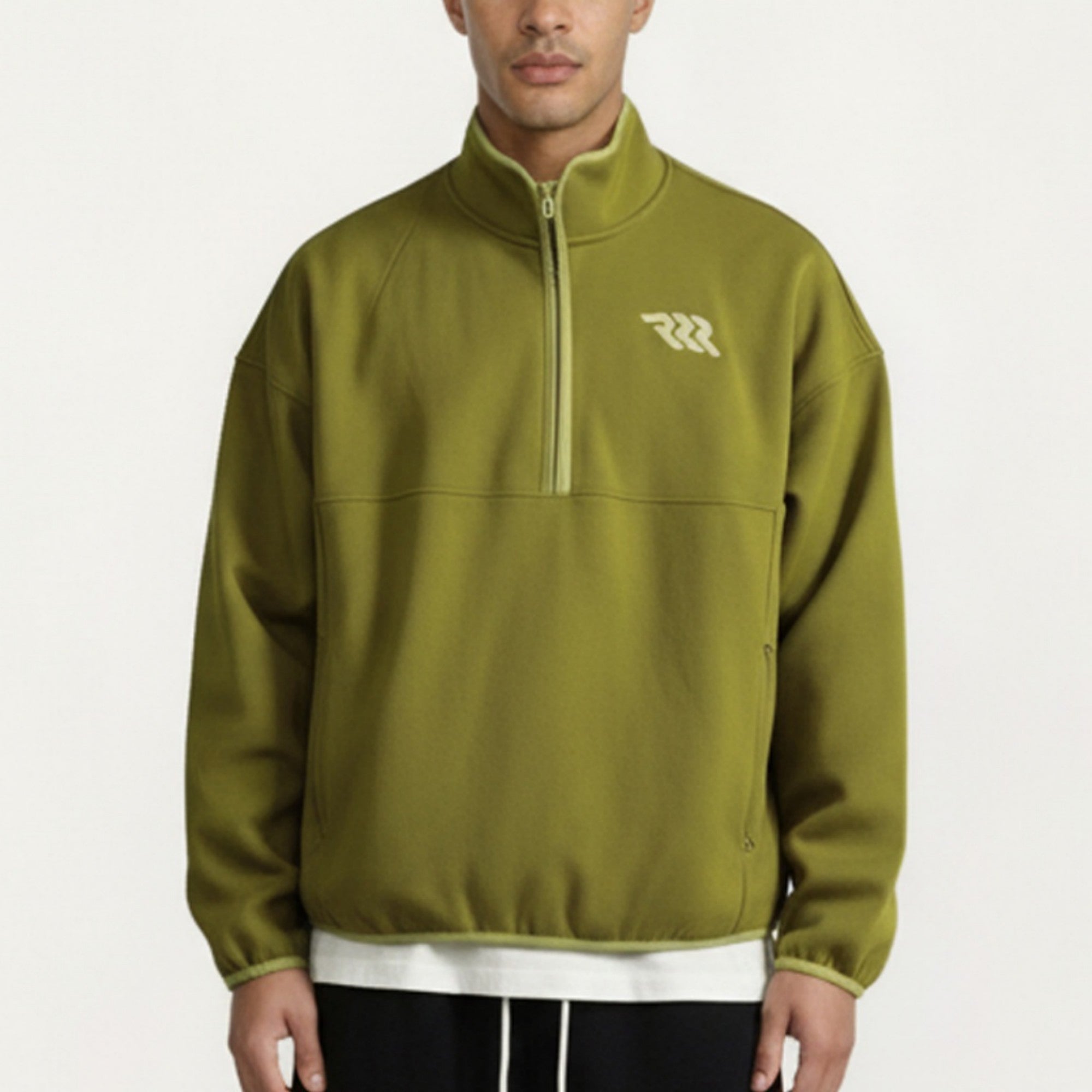 Anna-Kaci Men's Half Zip Pullover with Stand Collar and Relaxed Fit