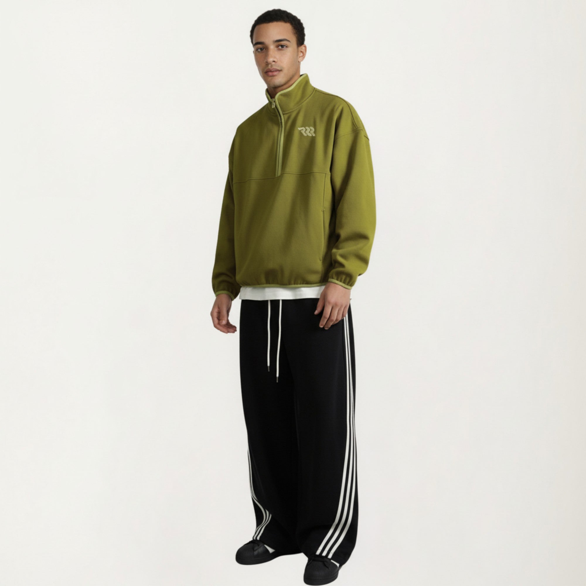 Anna-Kaci Men's Half Zip Pullover with Stand Collar and Relaxed Fit