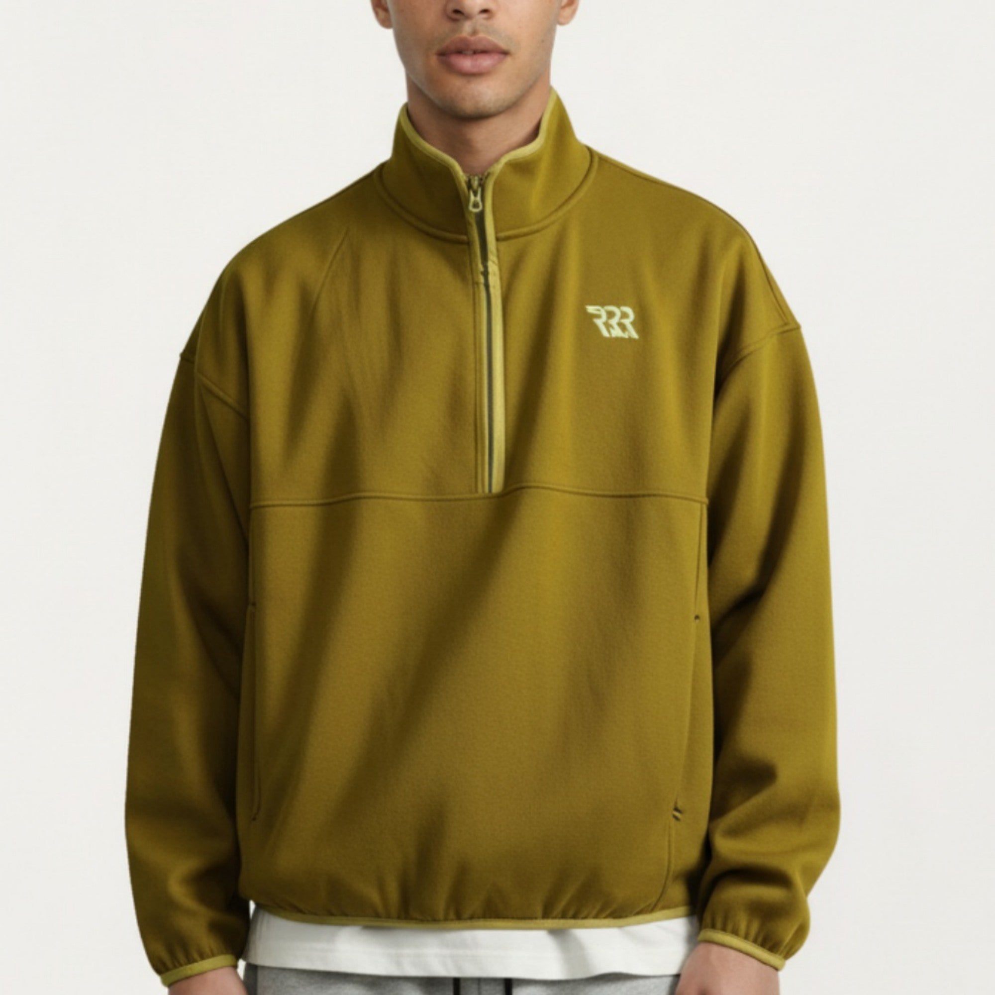 Anna-Kaci Men's Half Zip Pullover with Stand Collar and Relaxed Fit