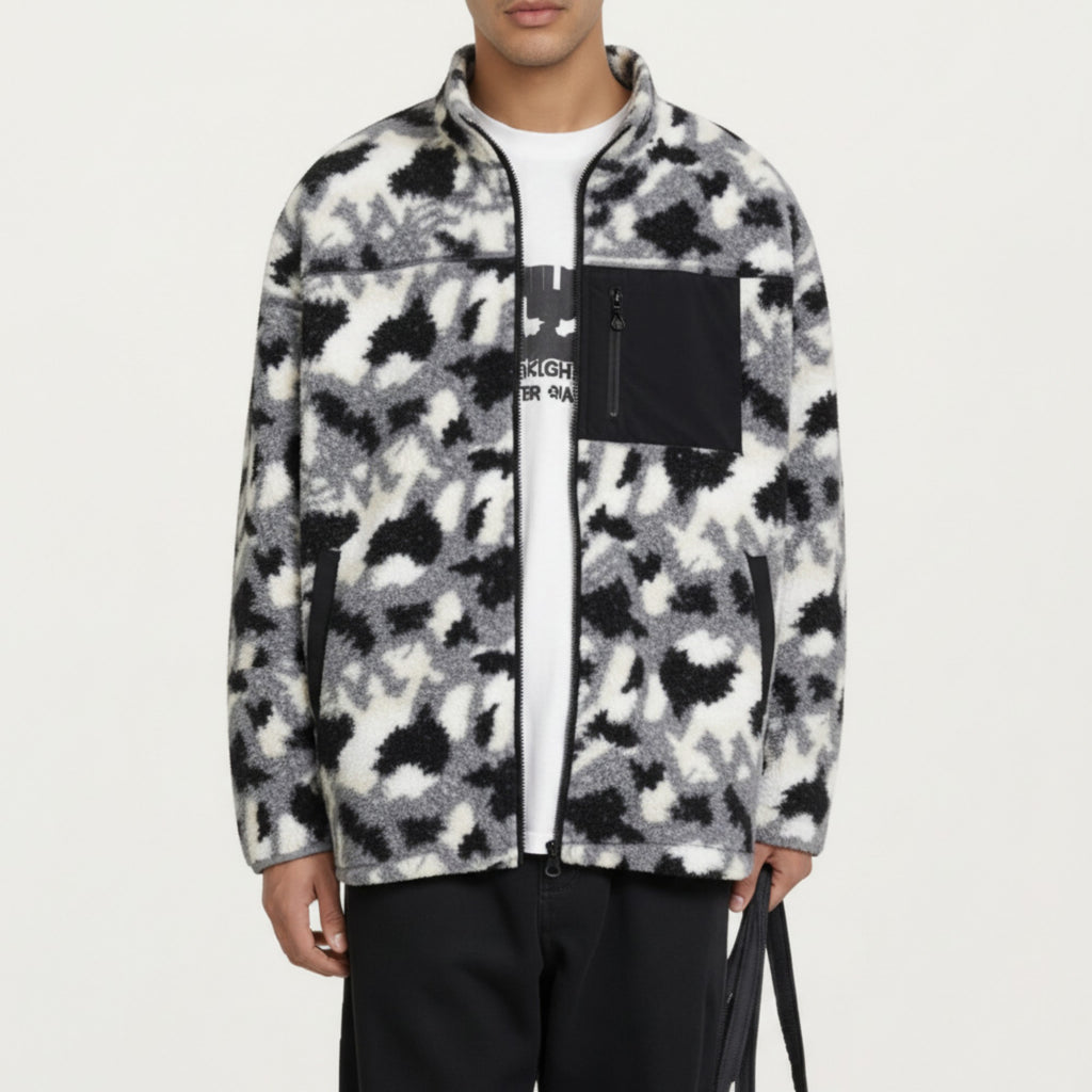 Anna-Kaci Men's Full Zip Fleece Jacket with Stand Collar and Utility Chest Pocket