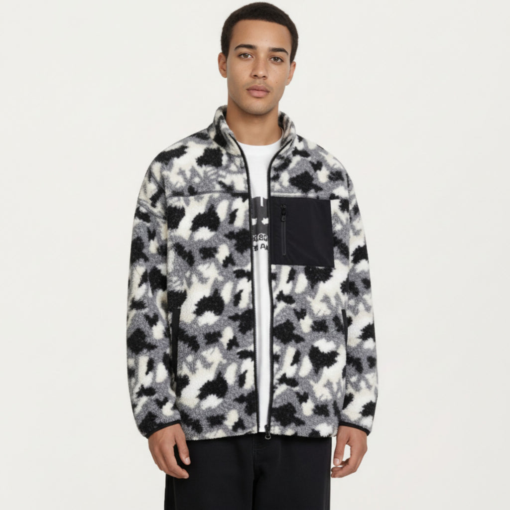 Anna-Kaci Men's Full Zip Fleece Jacket with Stand Collar and Utility Chest Pocket