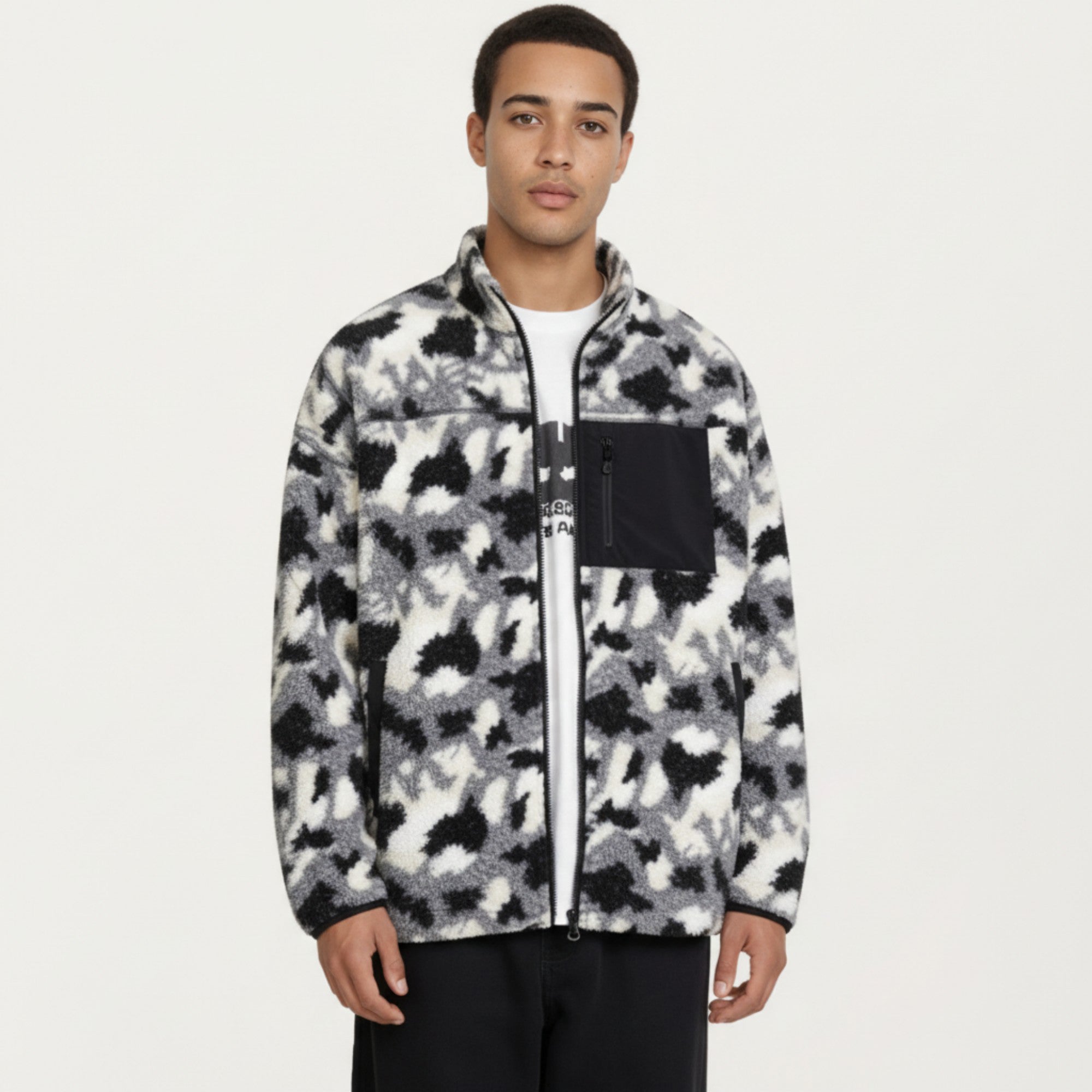 Anna-Kaci Men's Full Zip Fleece Jacket with Stand Collar and Utility Chest Pocket