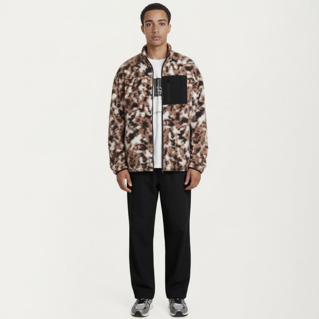Anna-Kaci Men's Full Zip Fleece Jacket with Stand Collar and Utility Chest Pocket