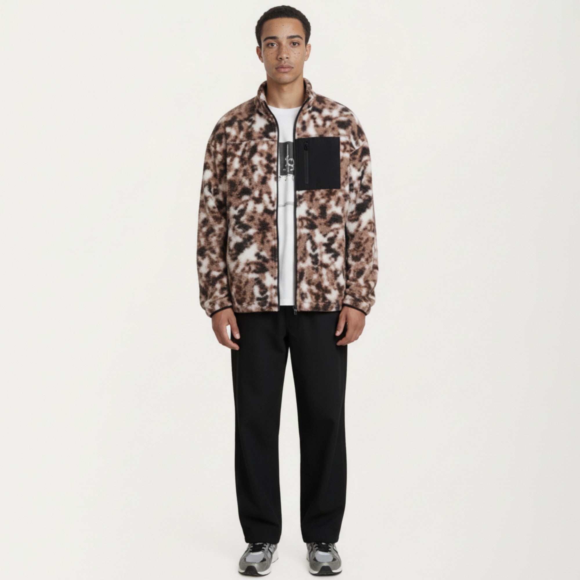 Anna-Kaci Men's Full Zip Fleece Jacket with Stand Collar and Utility Chest Pocket