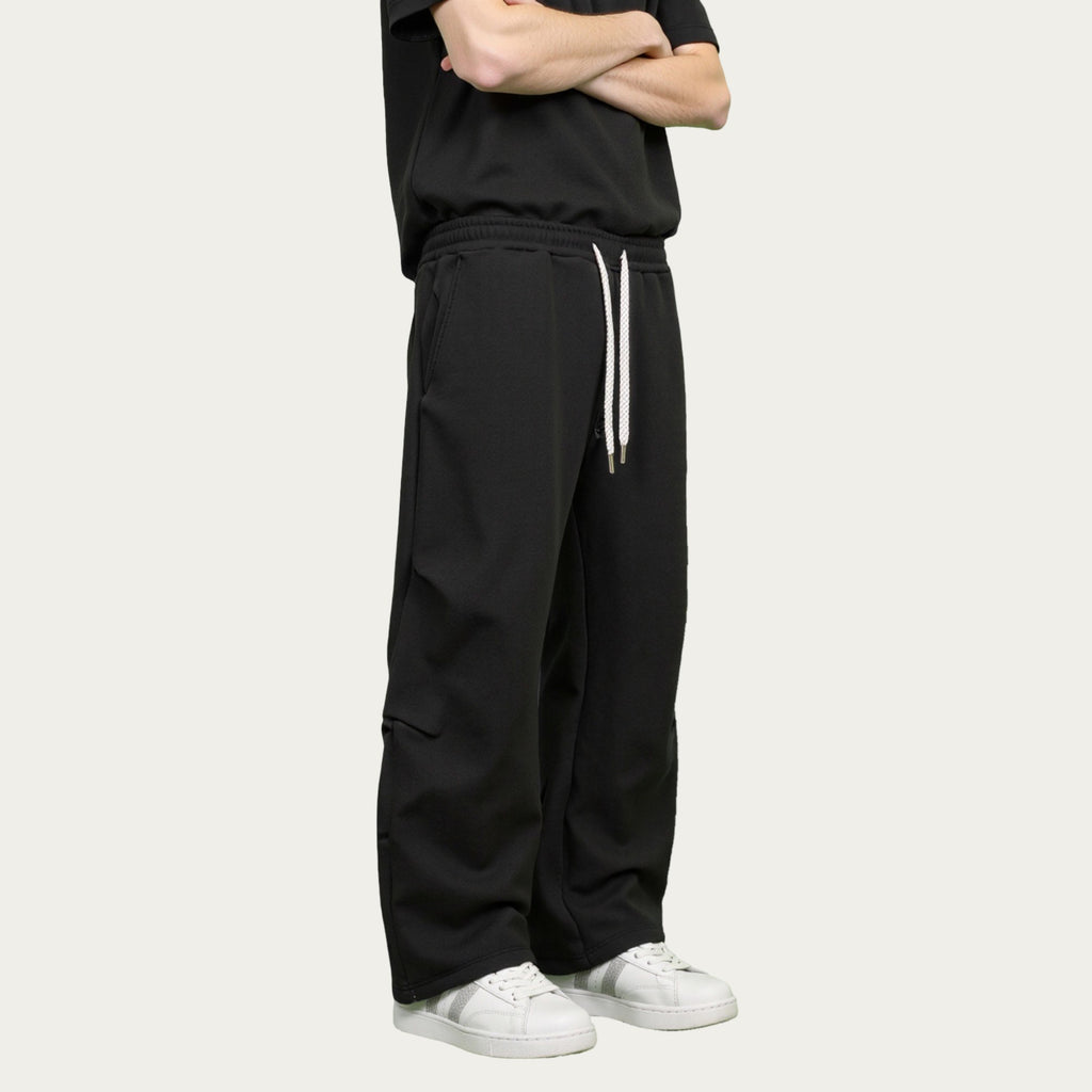 Anna-Kaci Men's Straight Leg Drawstring Pants with Elastic Waist and Relaxed Fit