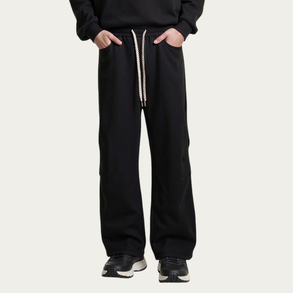 Anna-Kaci Men's Straight Leg Drawstring Pants with Elastic Waist and Relaxed Fit