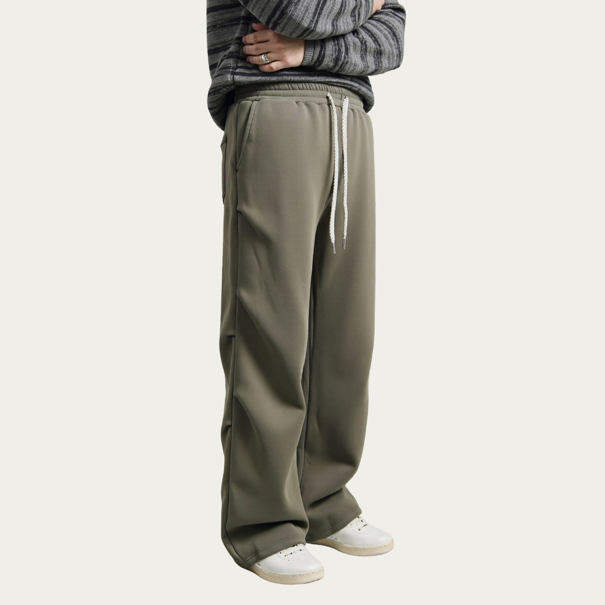 Anna-Kaci Men's Straight Leg Drawstring Pants with Elastic Waist and Relaxed Fit