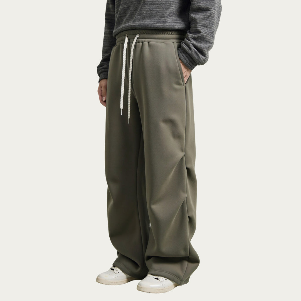 Anna-Kaci Men's Straight Leg Drawstring Pants with Elastic Waist and Relaxed Fit