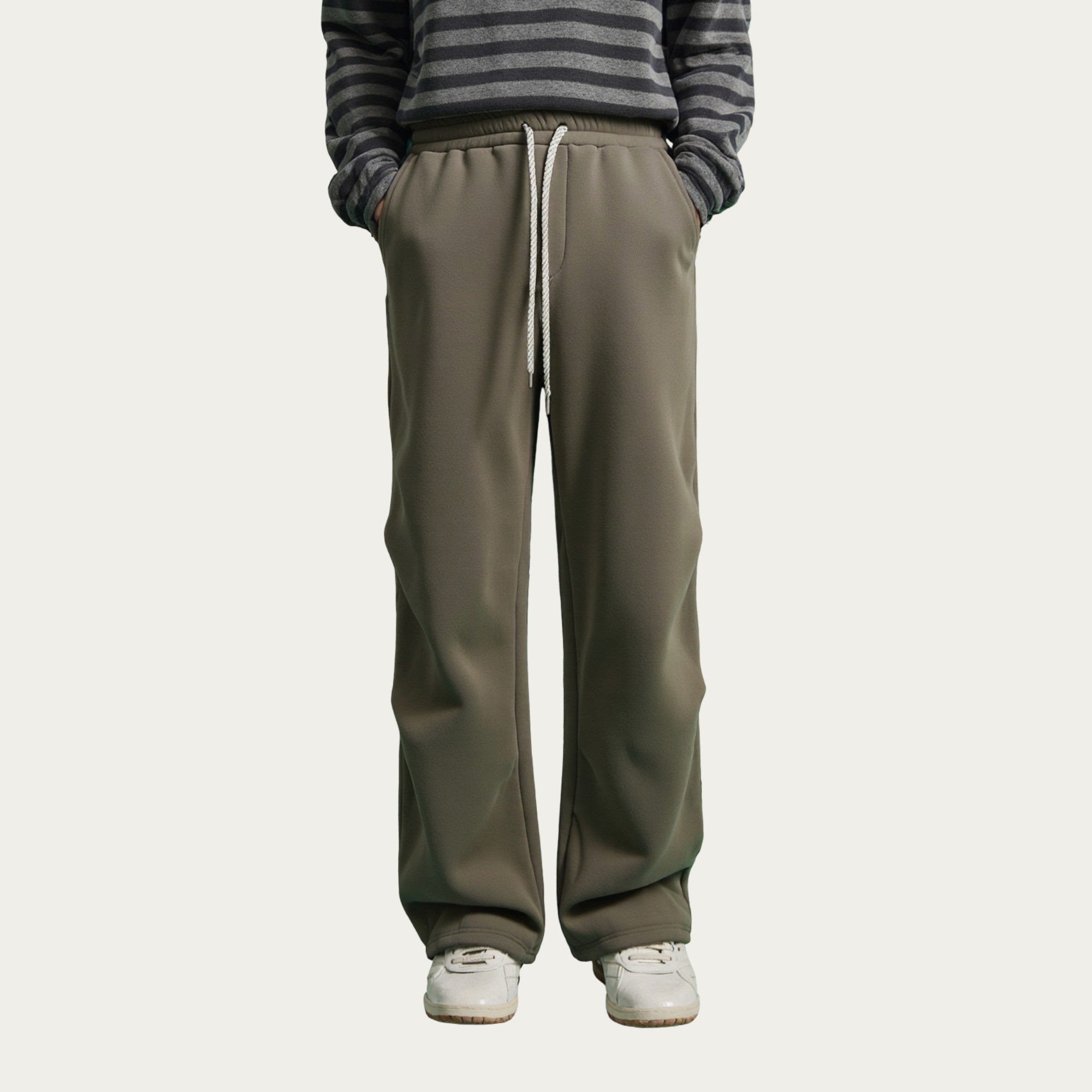 Anna-Kaci Men's Straight Leg Drawstring Pants with Elastic Waist and Relaxed Fit
