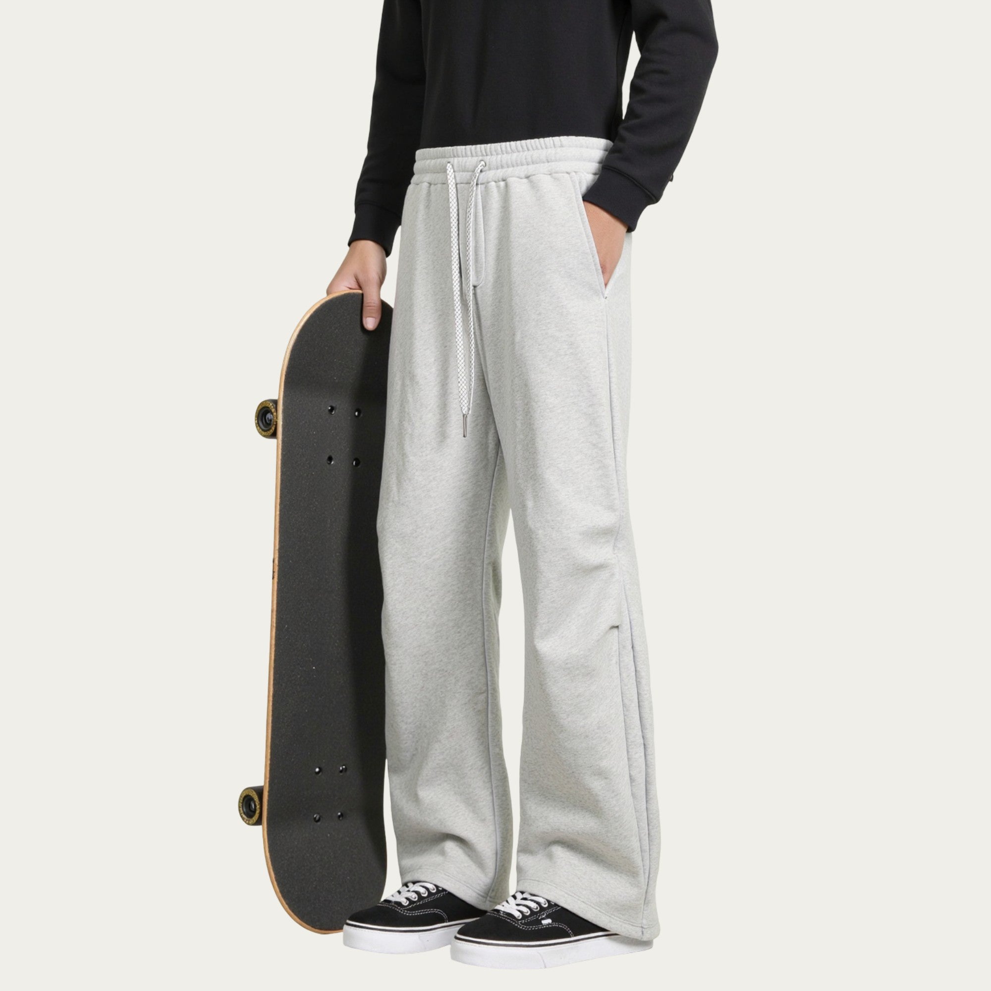 Anna-Kaci Men's Straight Leg Drawstring Pants with Elastic Waist and Relaxed Fit