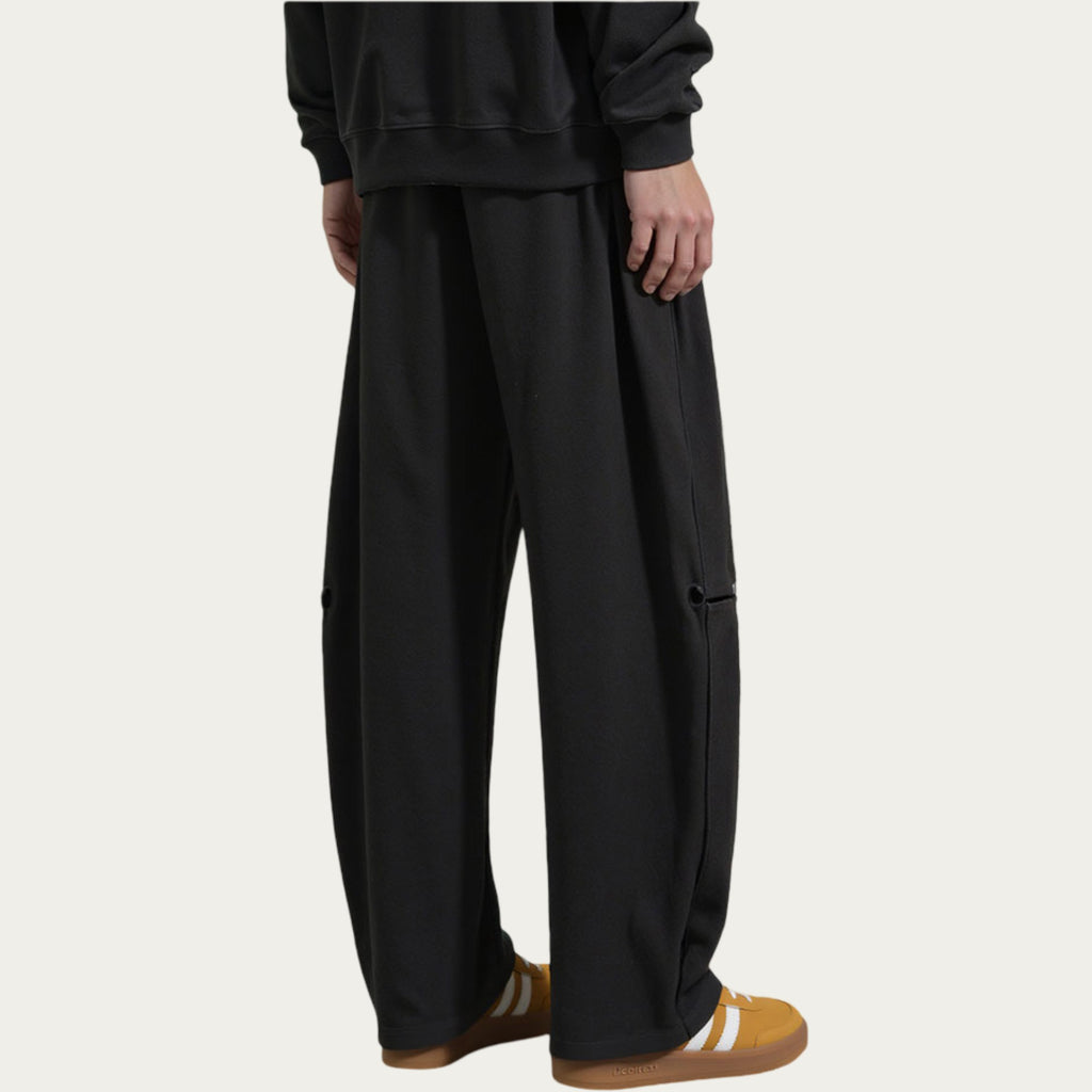 Anna-Kaci Men's Wide Leg Drawstring Pants with Relaxed Fit and Clean Seam Detailing