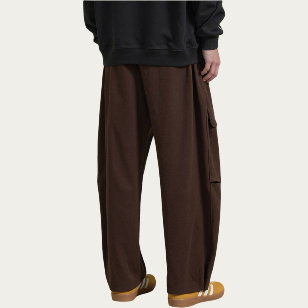 Anna-Kaci Men's Wide Leg Drawstring Pants with Relaxed Fit and Clean Seam Detailing