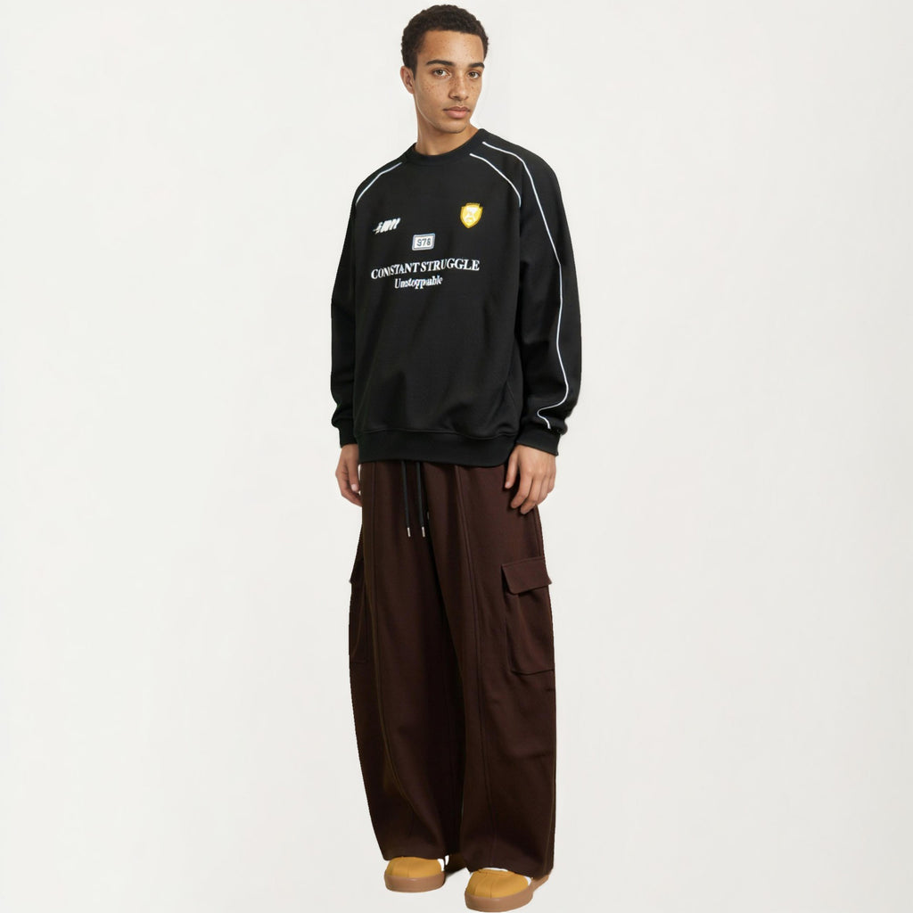 Anna-Kaci Men's Wide Leg Drawstring Pants with Relaxed Fit and Clean Seam Detailing