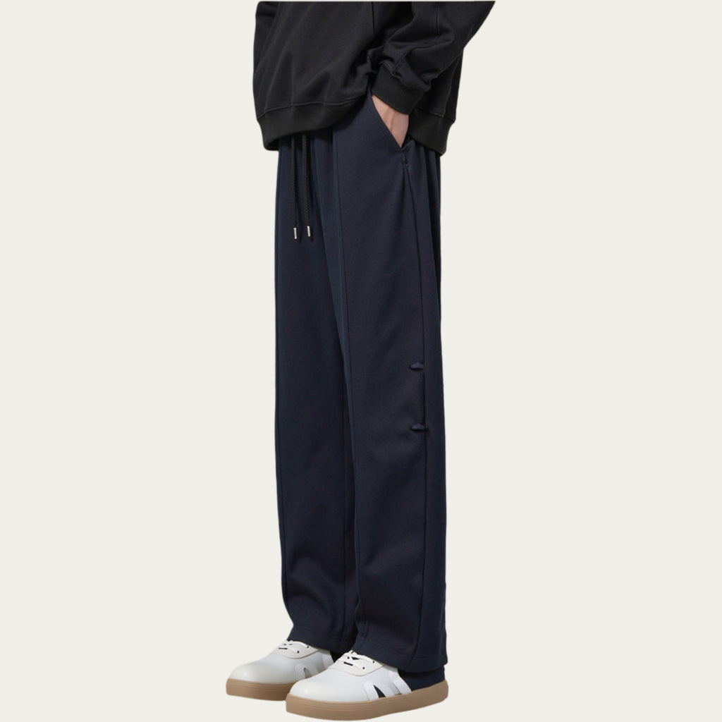 Anna-Kaci Men's Wide Leg Drawstring Pants with Relaxed Fit and Clean Seam Detailing
