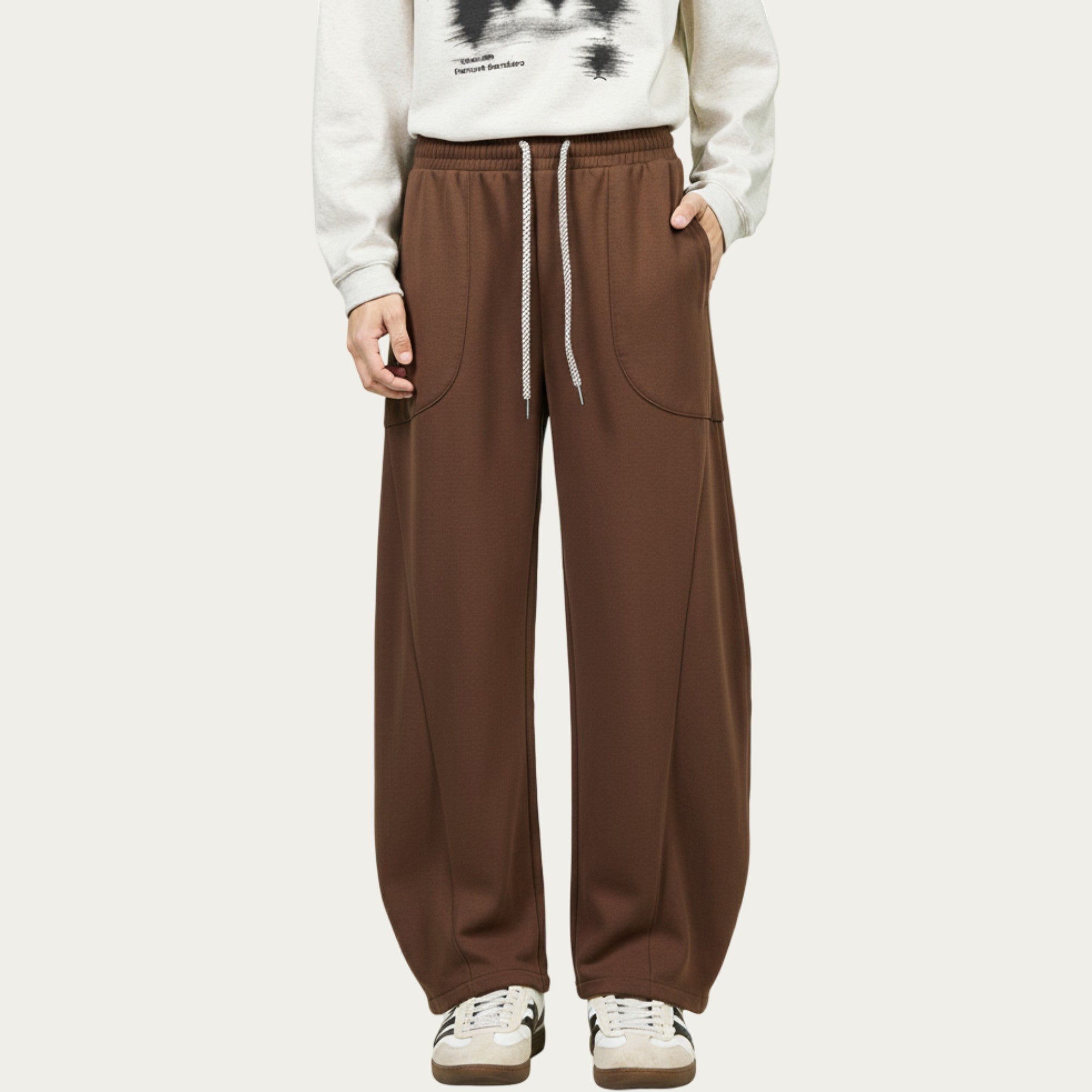 Anna-Kaci Men's Wide Leg Drawstring Pants with Relaxed Fit and Soft Structured Fabric