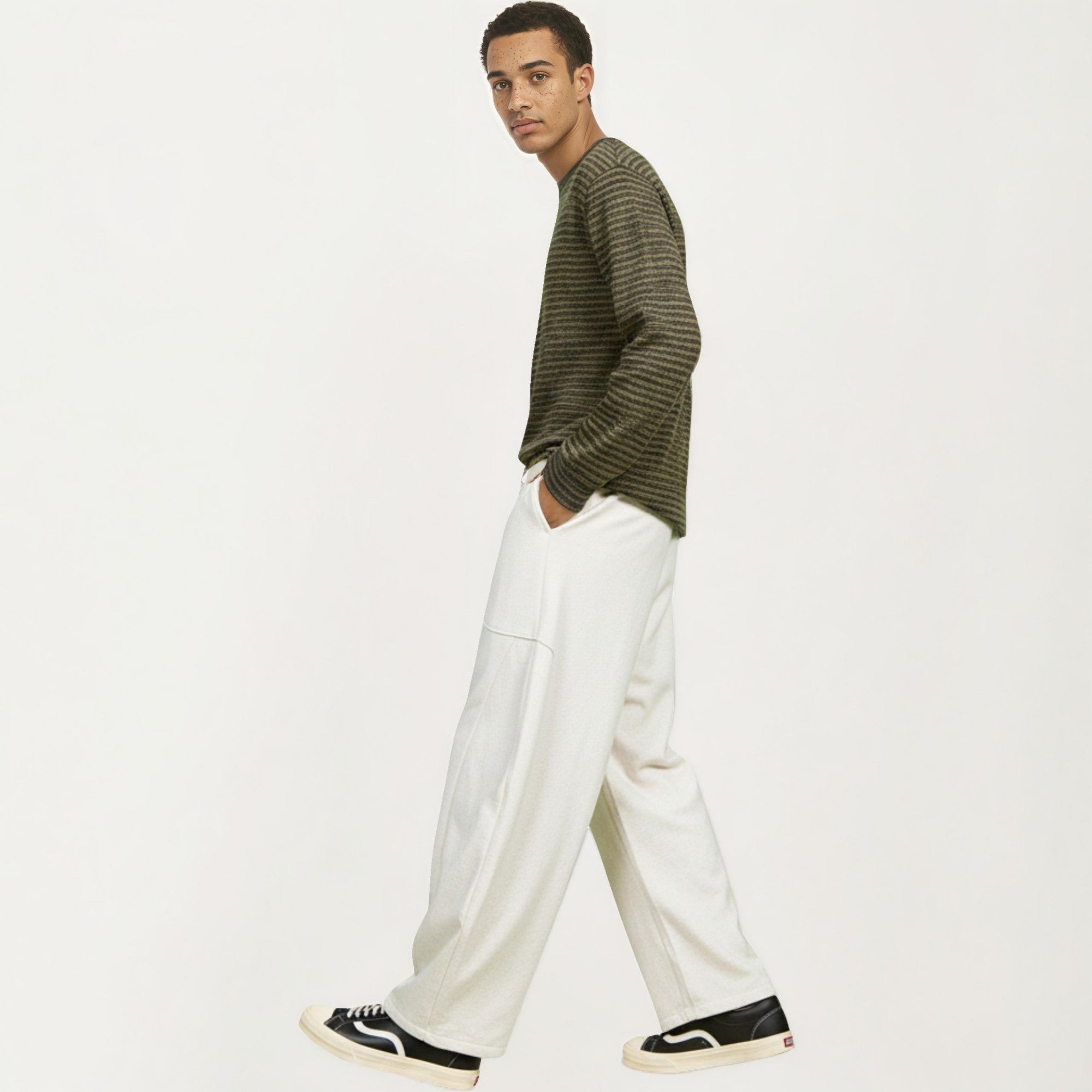 Anna-Kaci Men's Wide Leg Drawstring Pants with Relaxed Fit and Soft Structured Fabric