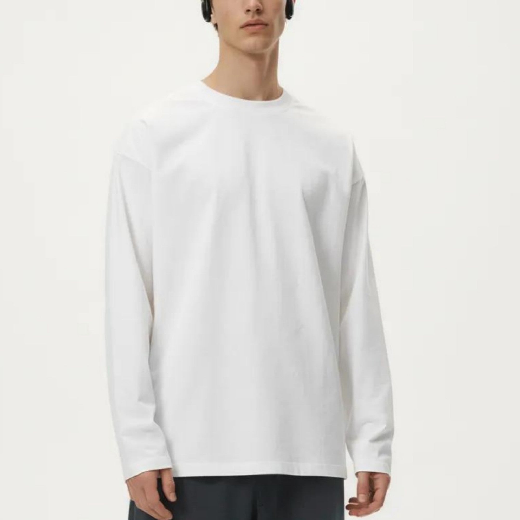 Anna-Kaci Men's Long Sleeve Crewneck T Shirt with Relaxed Fit and Clean Minimal Design