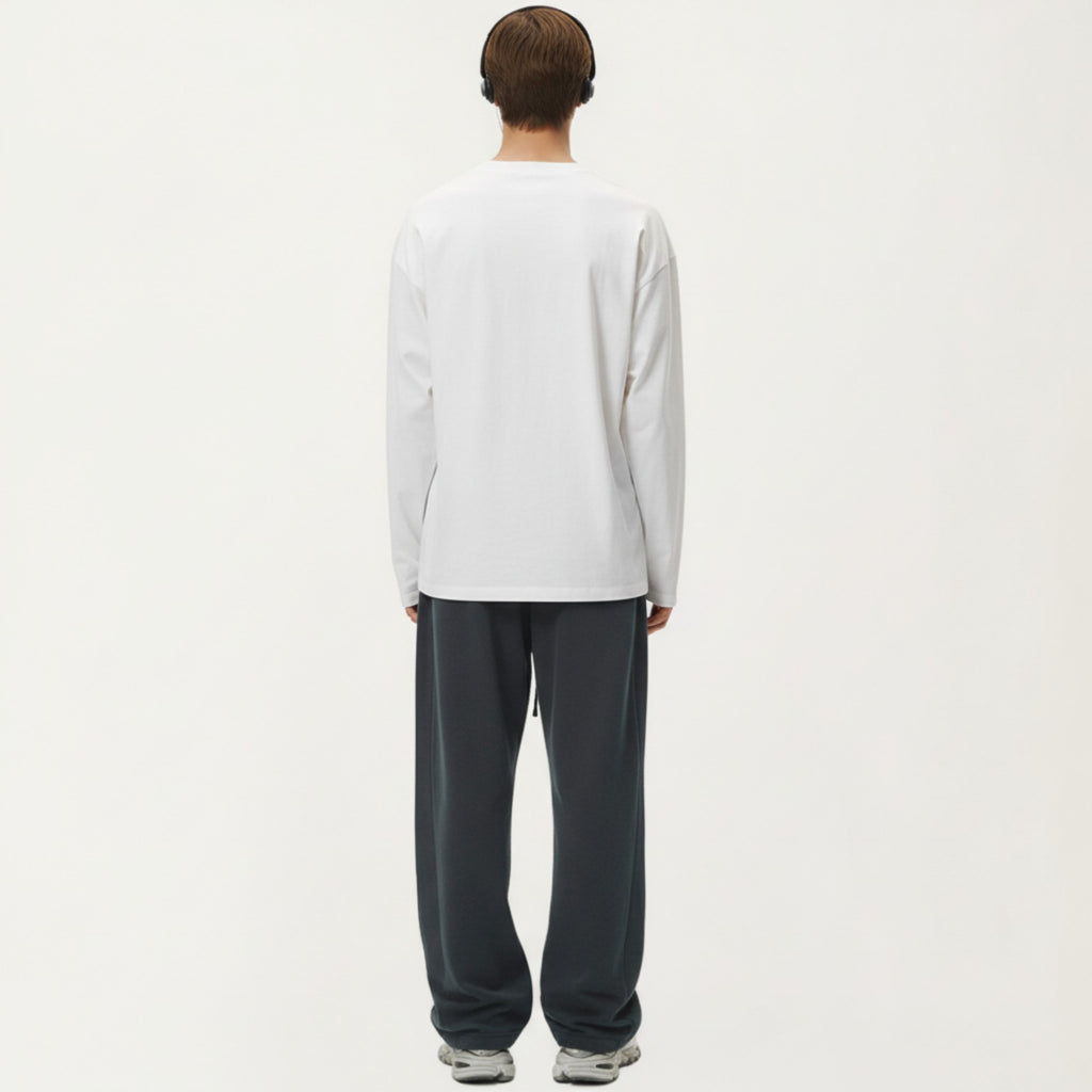 Anna-Kaci Men's Long Sleeve Crewneck T Shirt with Relaxed Fit and Clean Minimal Design