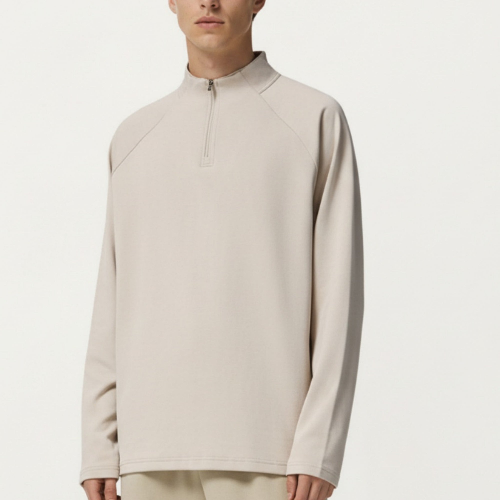 Anna-Kaci Men's Long Sleeve Quarter Zip Pullover with Mock Neck and Relaxed Athletic Fit