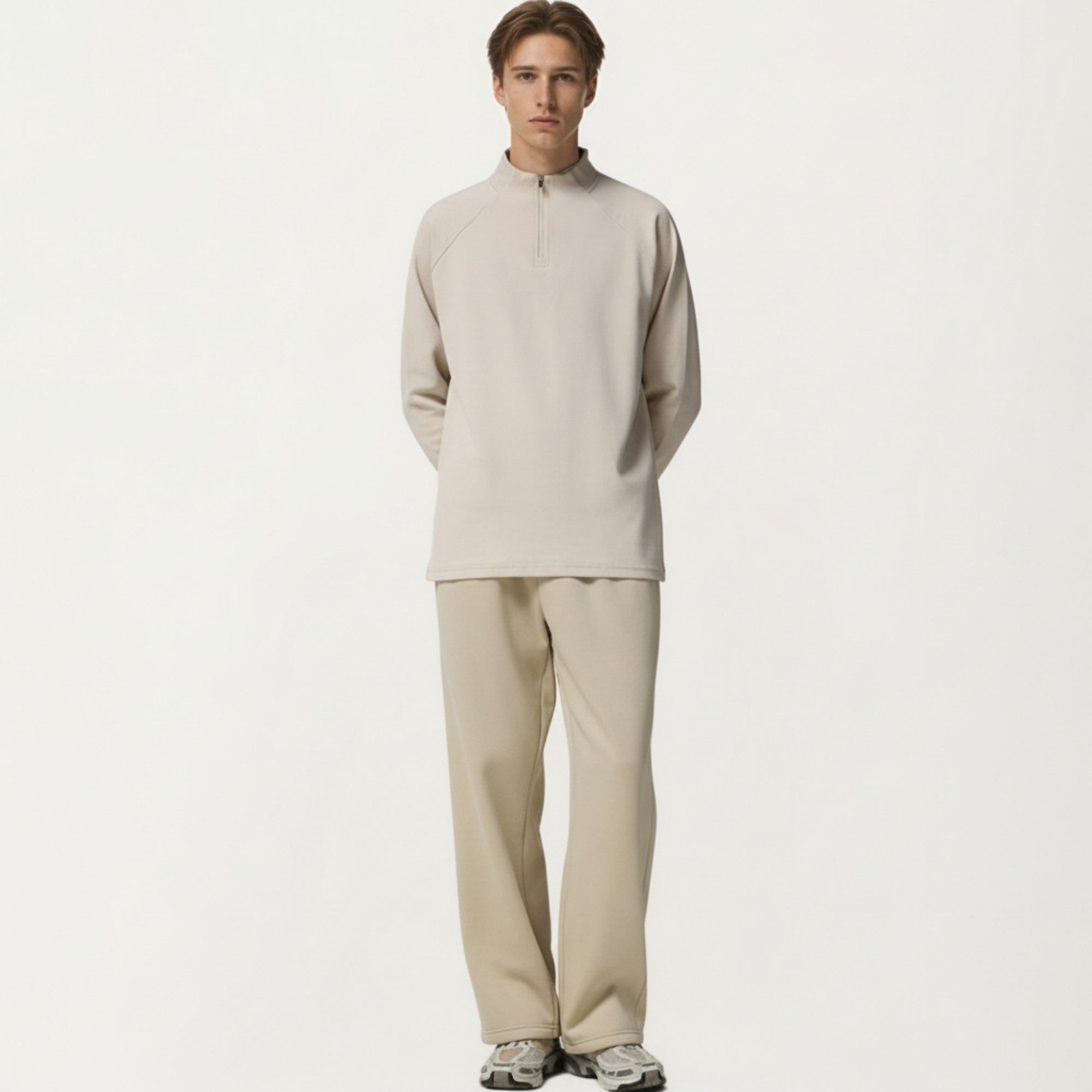 Anna-Kaci Men's Long Sleeve Quarter Zip Pullover with Mock Neck and Relaxed Athletic Fit