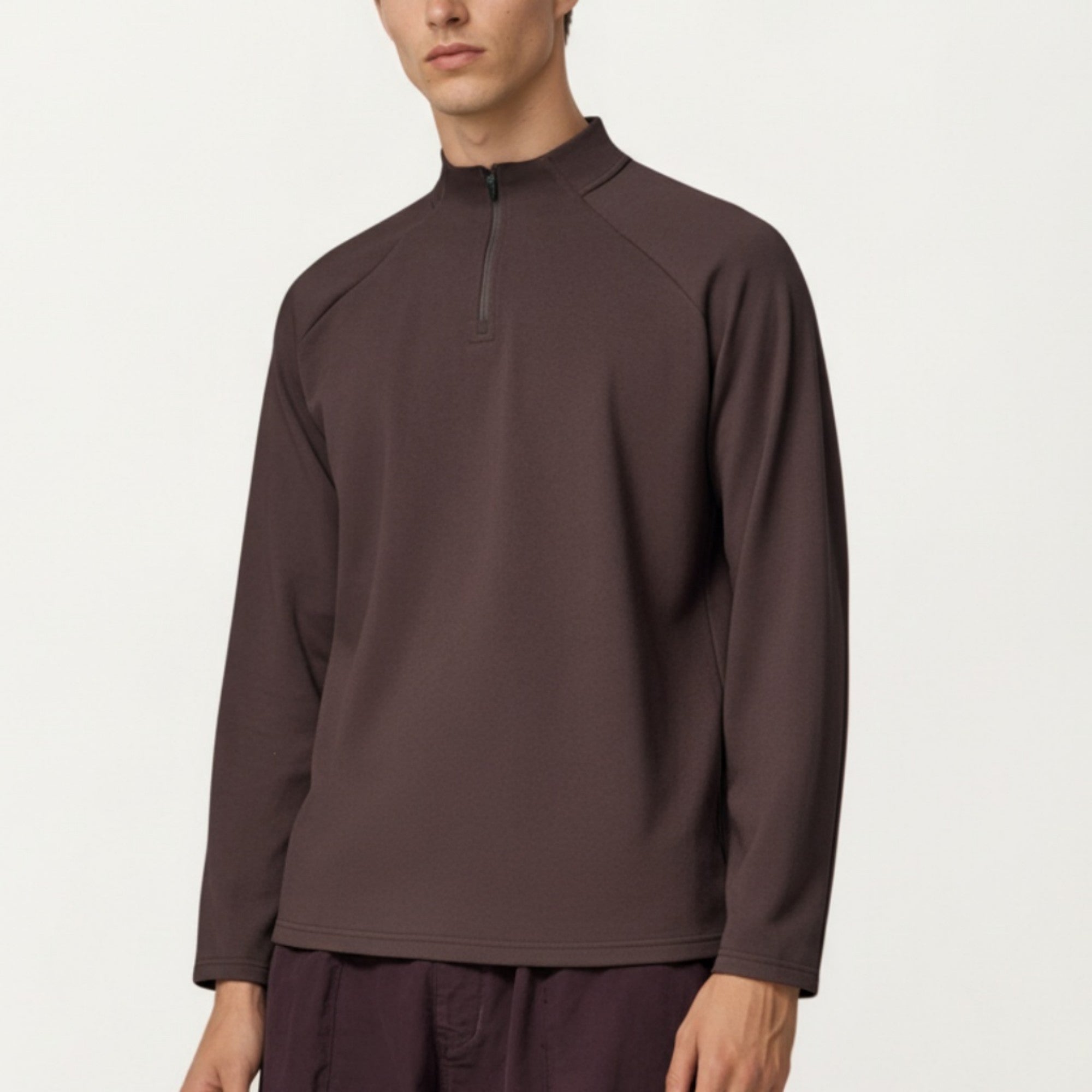 Anna-Kaci Men's Long Sleeve Quarter Zip Pullover with Mock Neck and Relaxed Athletic Fit
