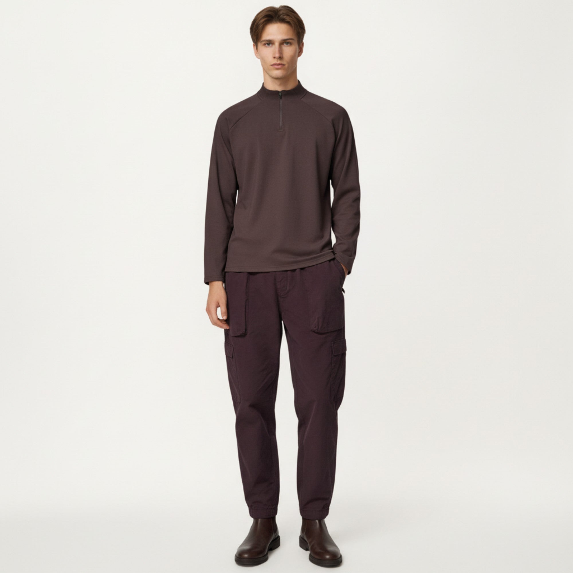 Anna-Kaci Men's Long Sleeve Quarter Zip Pullover with Mock Neck and Relaxed Athletic Fit