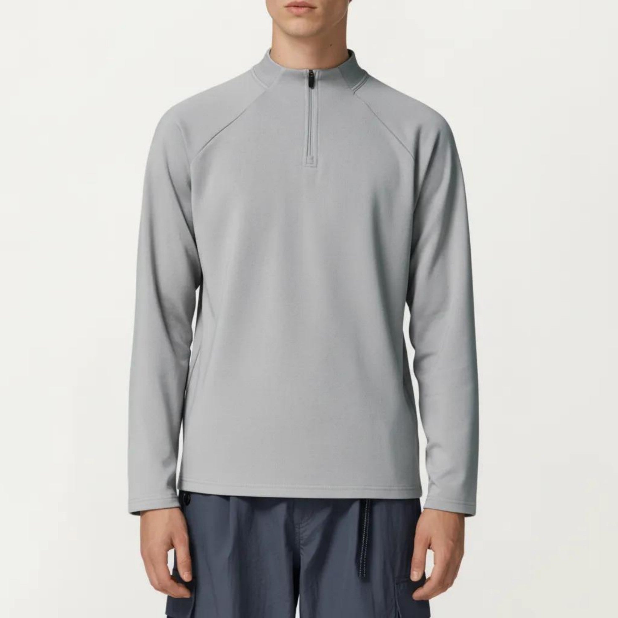 Anna-Kaci Men's Long Sleeve Quarter Zip Pullover with Mock Neck and Relaxed Athletic Fit