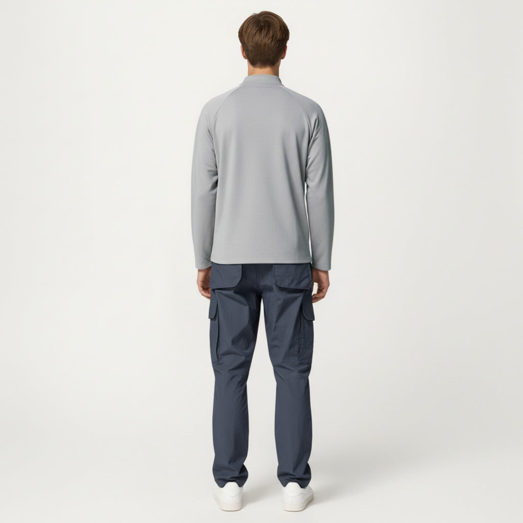 Anna-Kaci Men's Long Sleeve Quarter Zip Pullover with Mock Neck and Relaxed Athletic Fit