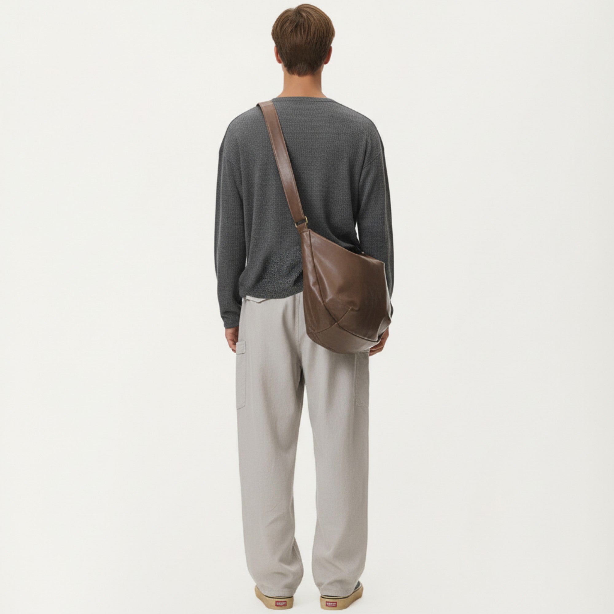 Anna-Kaci Men's Long Sleeve Pullover Top with Layered Notch Neckline and Relaxed Fit