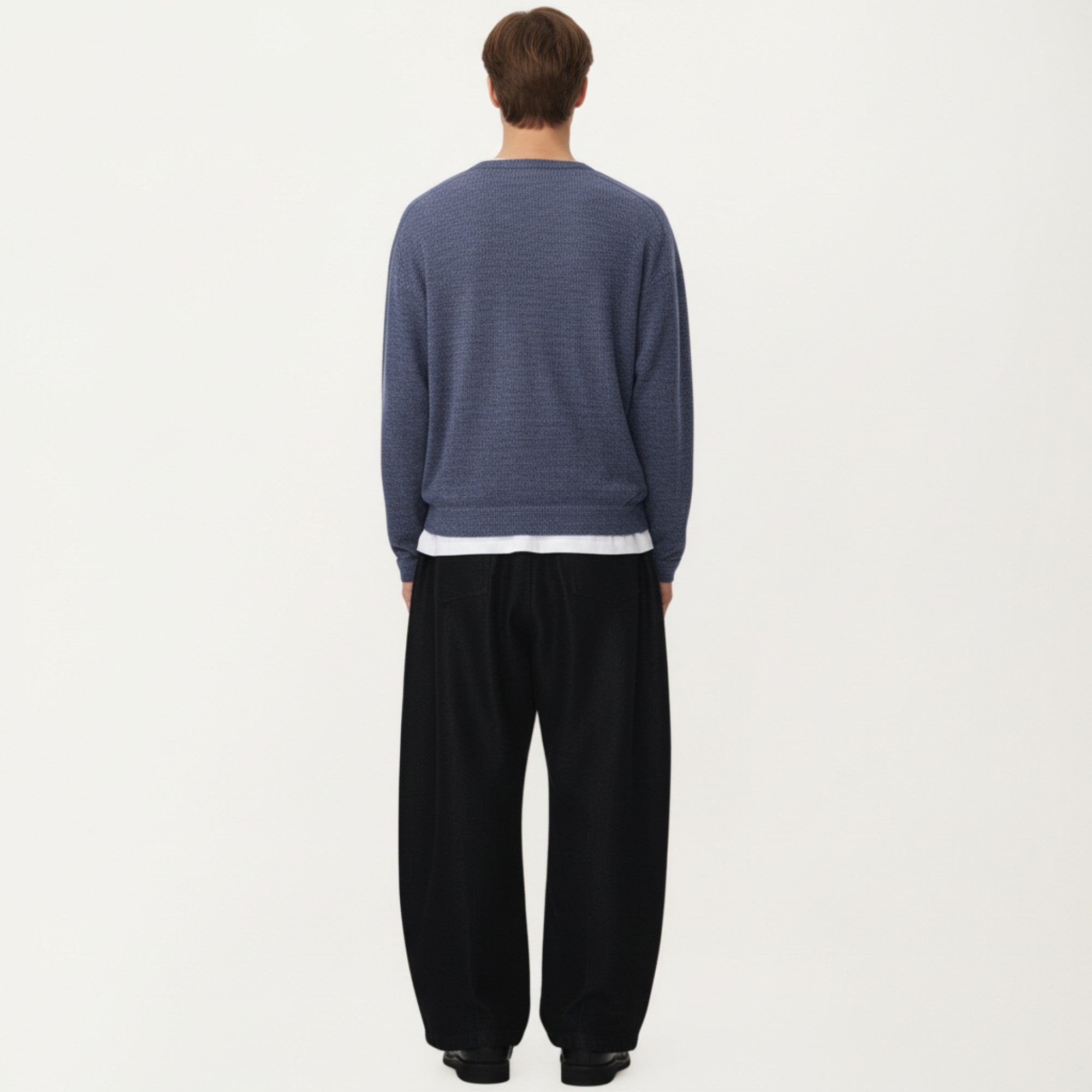 Anna-Kaci Men's Long Sleeve Pullover Top with Layered Notch Neckline and Relaxed Fit