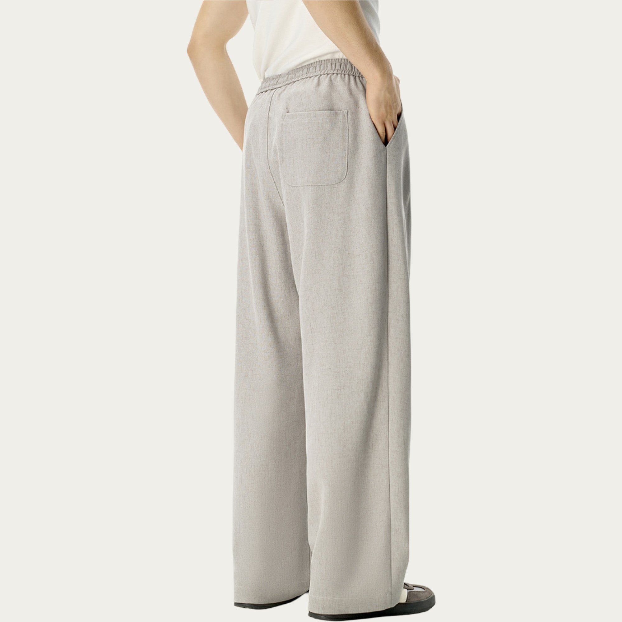 Anna-Kaci Men's Relaxed Wide Leg Pants with Elastic Waistband and Adjustable Drawstring