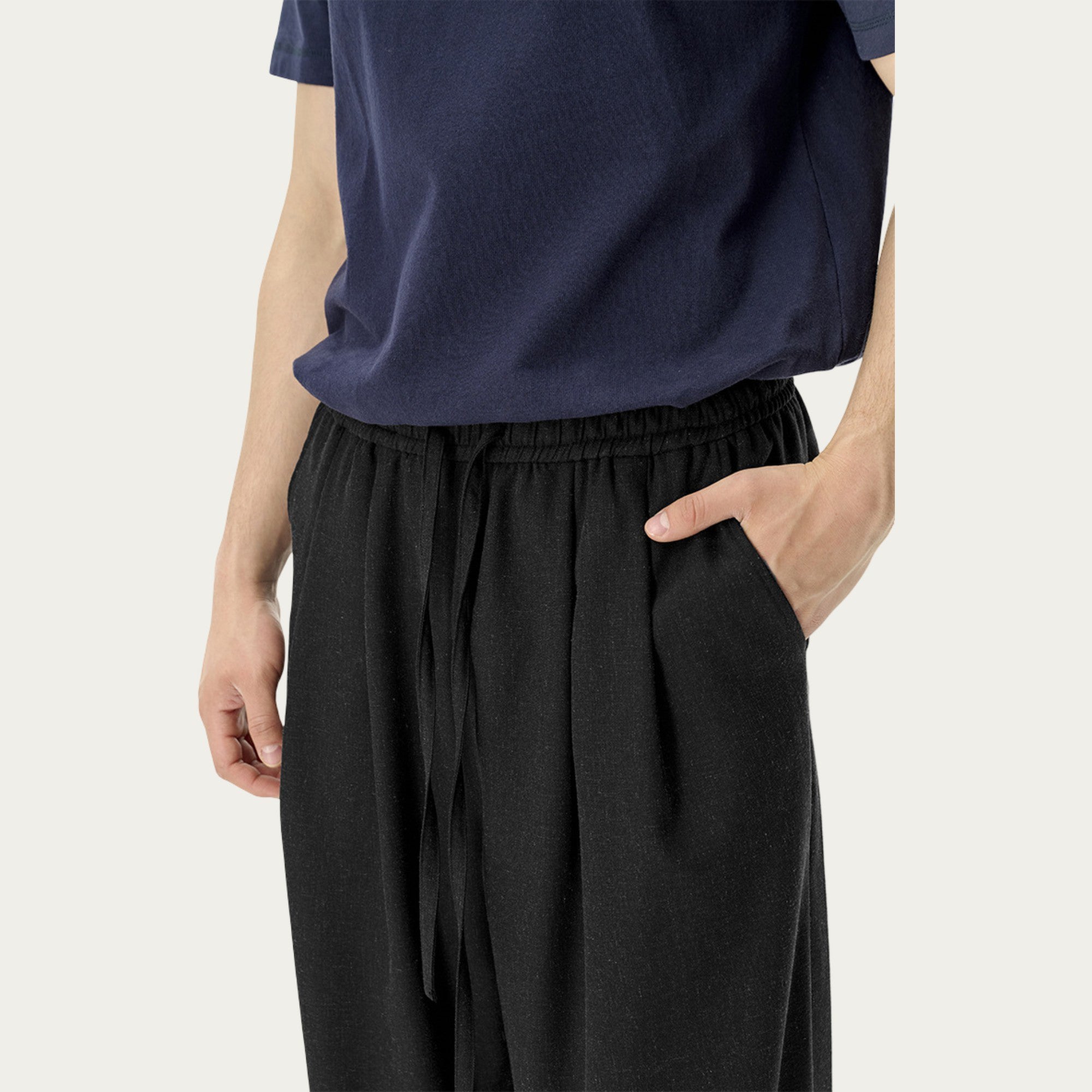 Anna-Kaci Men's Relaxed Wide Leg Pants with Elastic Waistband and Adjustable Drawstring