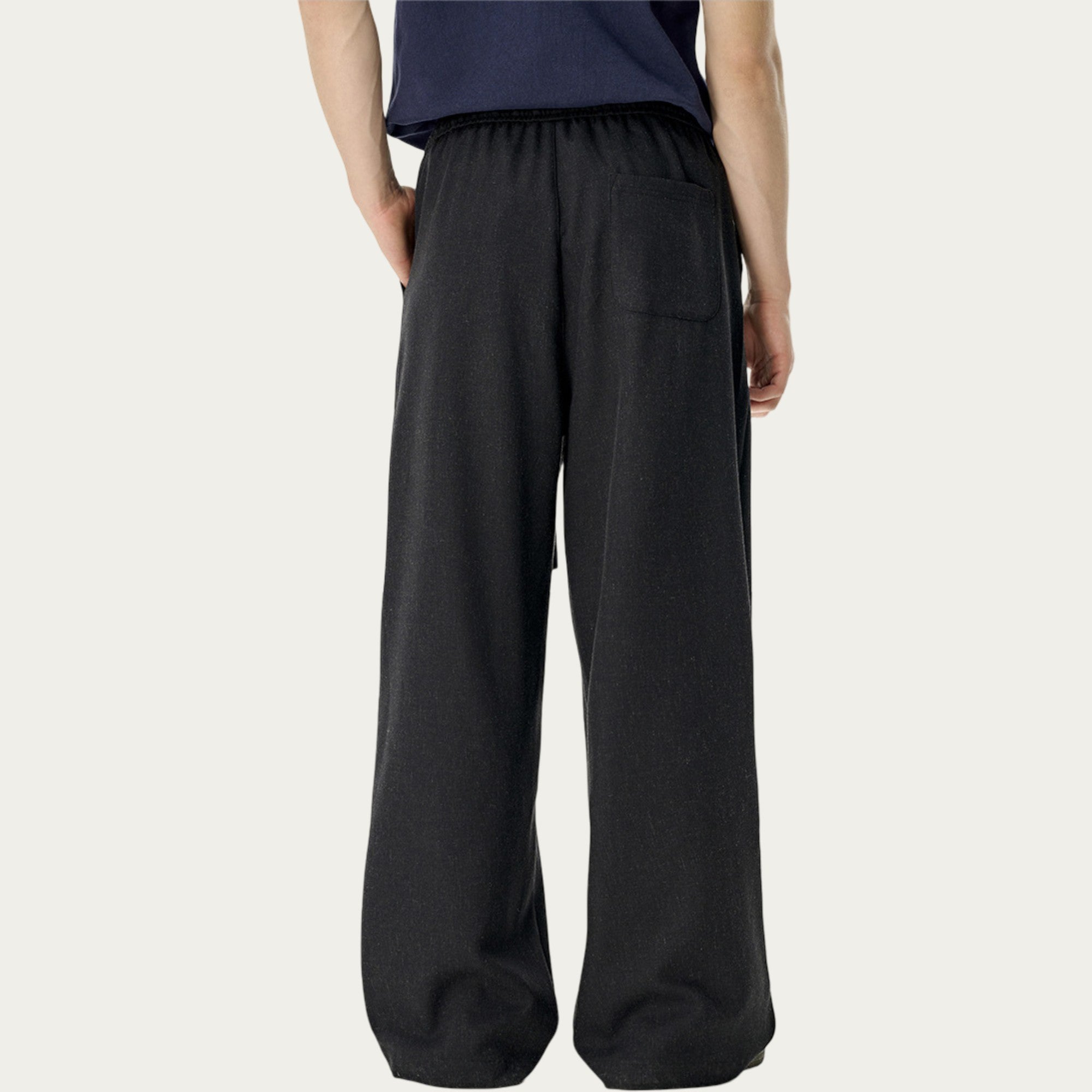 Anna-Kaci Men's Relaxed Wide Leg Pants with Elastic Waistband and Adjustable Drawstring