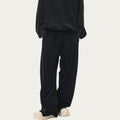 Black men's sweatpants with knit, relaxed fit and drawstring
