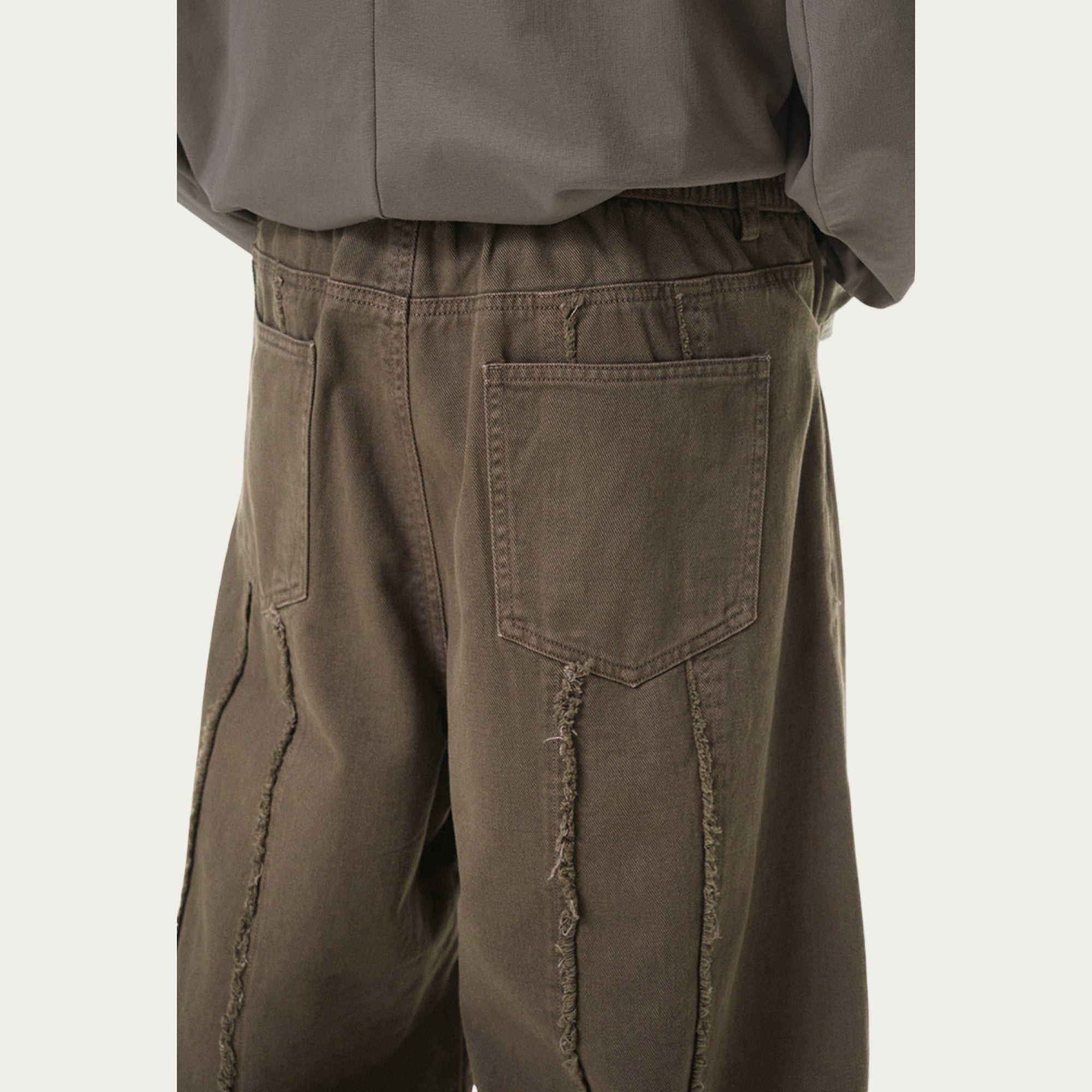 Anna-Kaci Men's Relaxed Fit Straight Leg Pants with Vertical Seam Detail and Button Closure