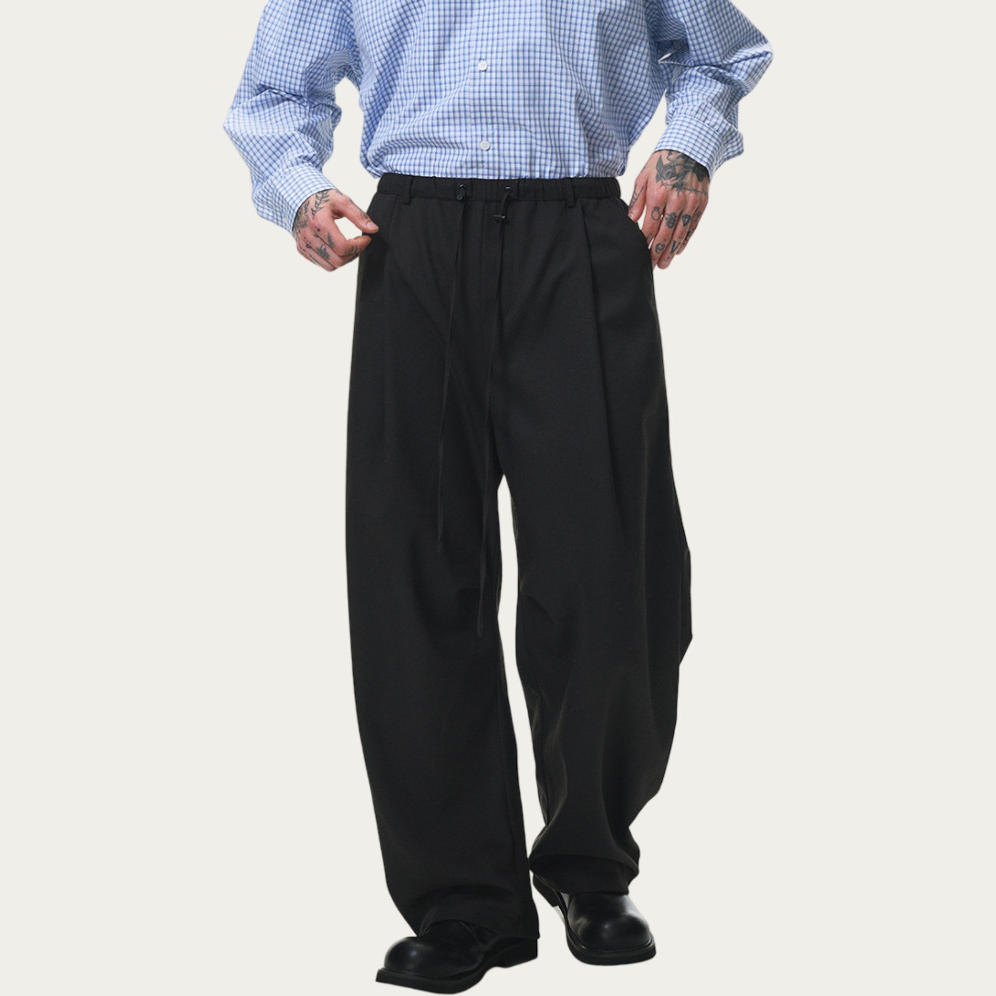 Anna-Kaci Men's Relaxed Fit Drawstring Pants with Elastic Waist and Straight Leg