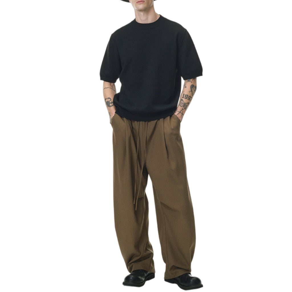 Anna-Kaci Men's Relaxed Fit Drawstring Pants with Elastic Waist and Straight Leg