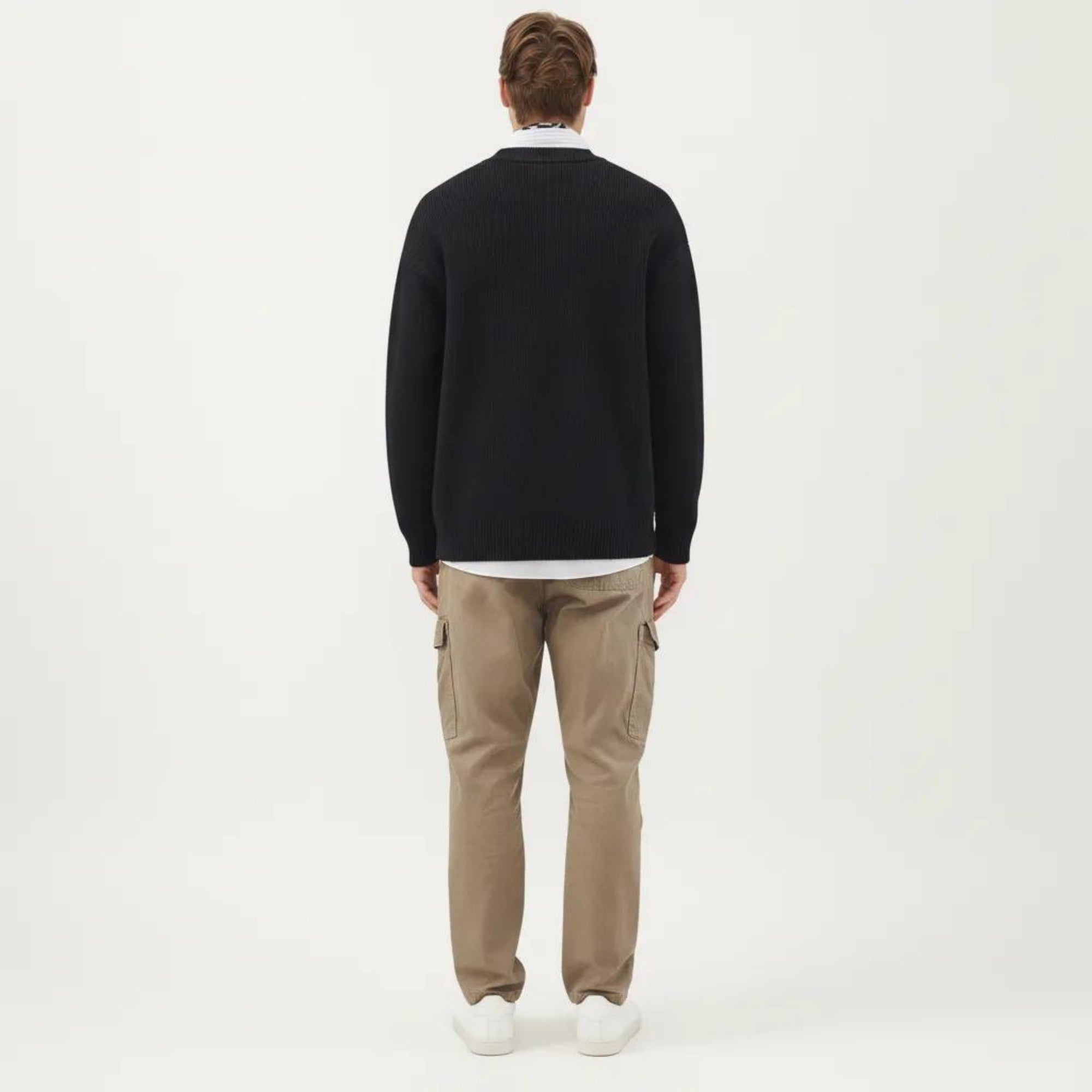 Anna-Kaci Men's Zip Front Knit Cardigan Sweater with Ribbed Trim and Patch Pockets