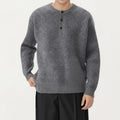 Anna-Kaci Men's Long Sleeve Knit Henley Sweater with Ribbed Trim
