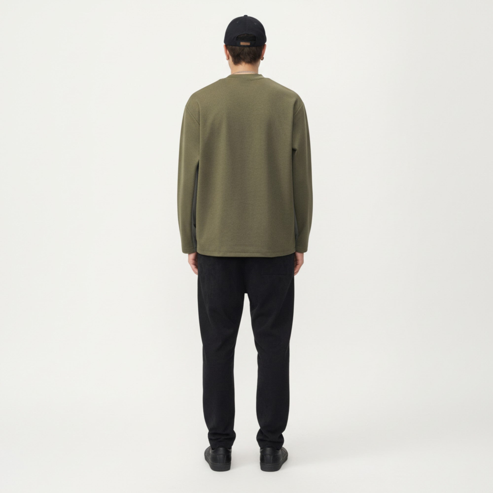 Anna-Kaci Men's Long Sleeve Crewneck Top with Utility Chest Pocket and Relaxed Fit