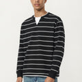 Black men's pullover with striped, ribbed and long sleeve