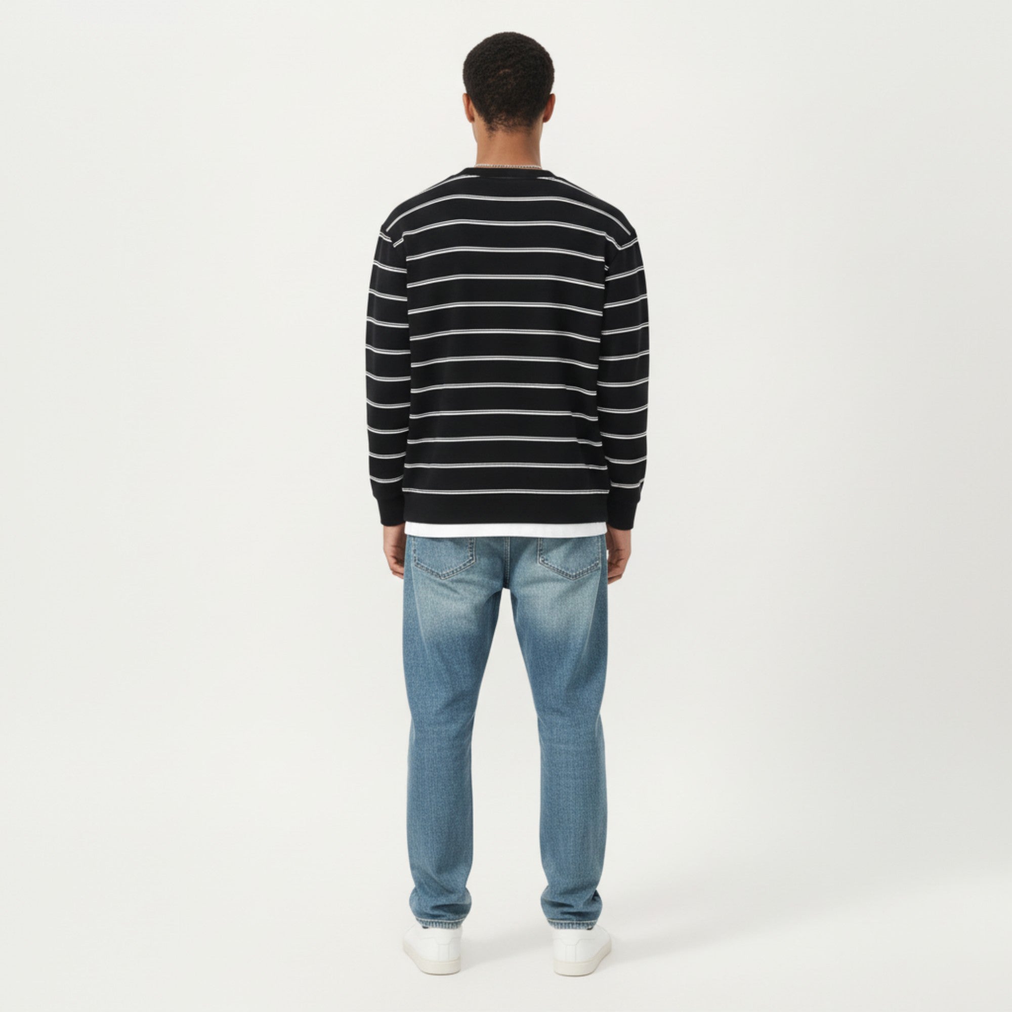 Anna-Kaci Men's Long Sleeve Striped Knit Pullover Top with Notch Neck and Ribbed Cuffs