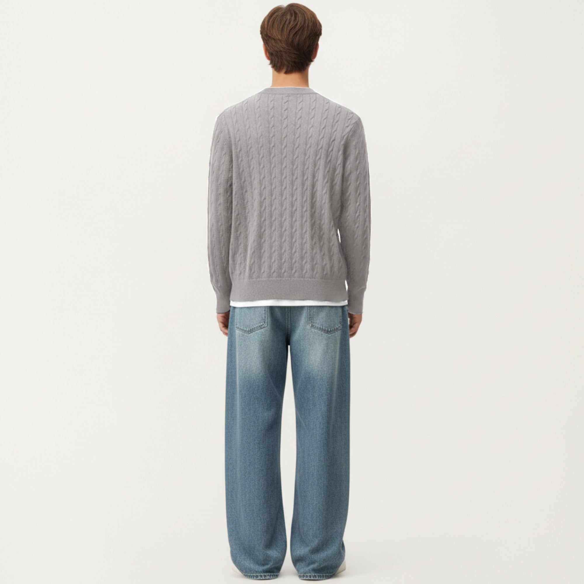 Anna-Kaci Men's Long Sleeve Cable Knit Henley Sweater with Button Placket and Ribbed Trim