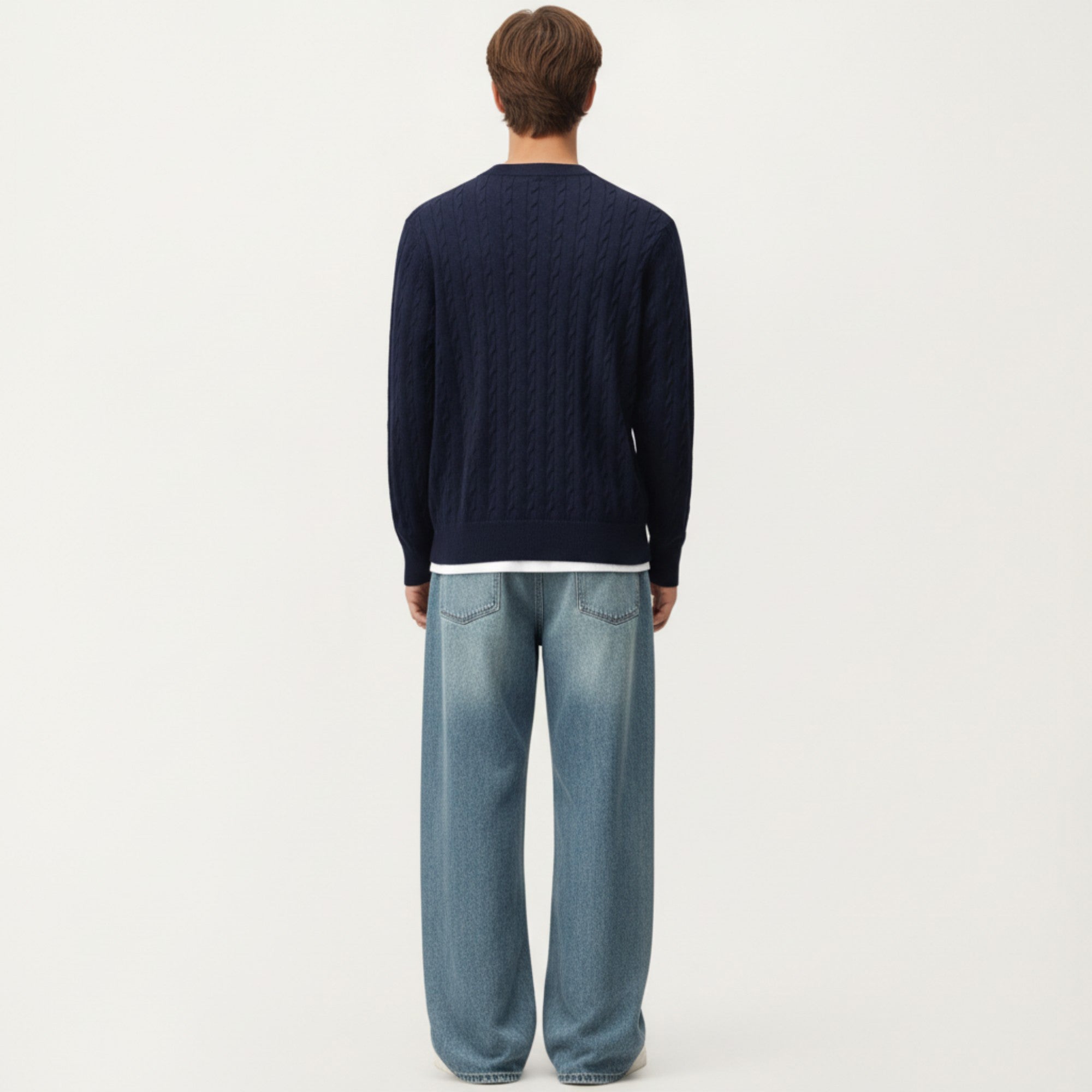 Anna-Kaci Men's Long Sleeve Cable Knit Henley Sweater with Button Placket and Ribbed Trim