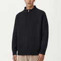 Anna-Kaci Men's Long Sleeve Full Zip Knit Sweater Jacket with Stand Collar Ribbed Trim and Relaxed Fit