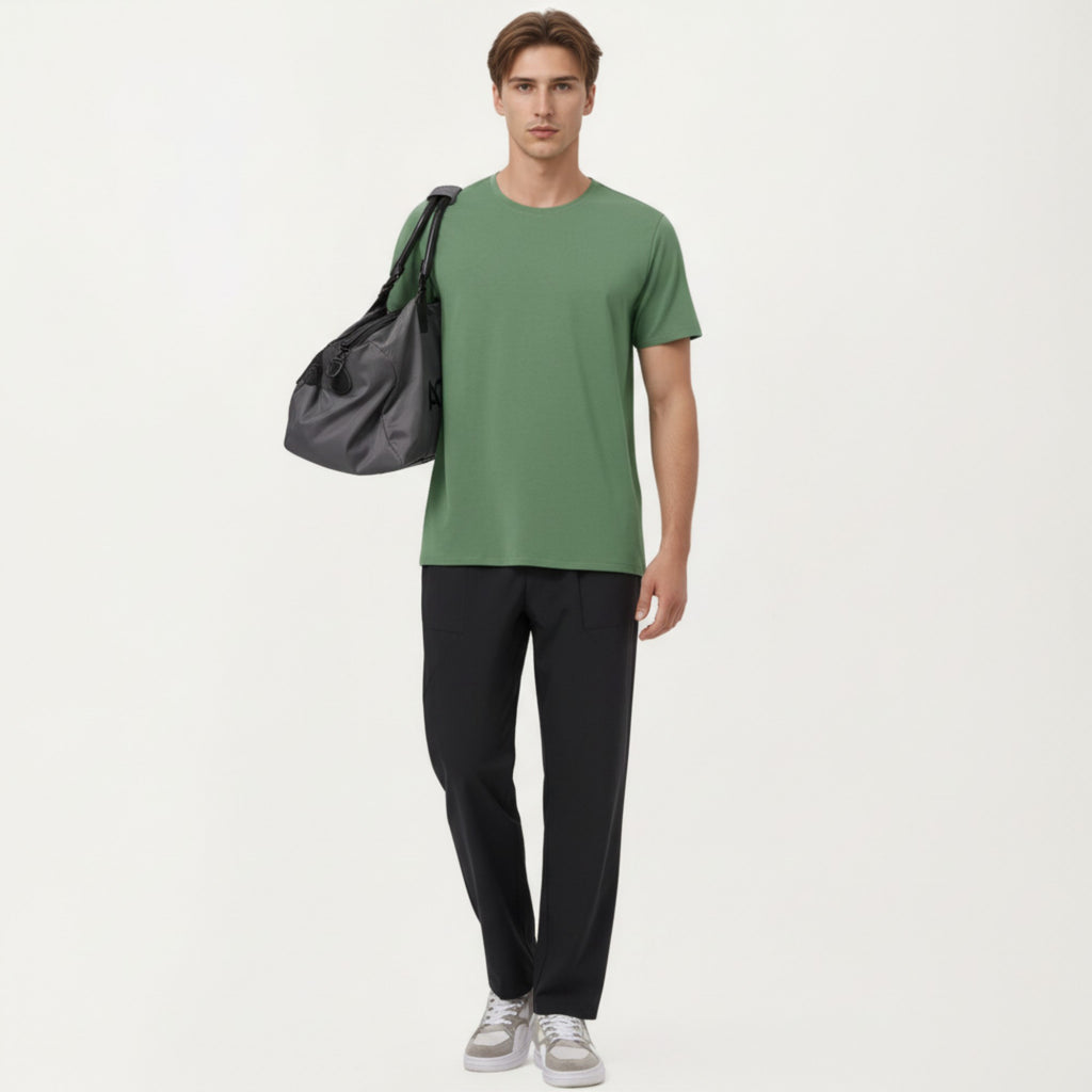Anna-Kaci Men's Short Sleeve Performance Crewneck T-Shirt with Lightweight Stretch Fabric and Athletic Fit